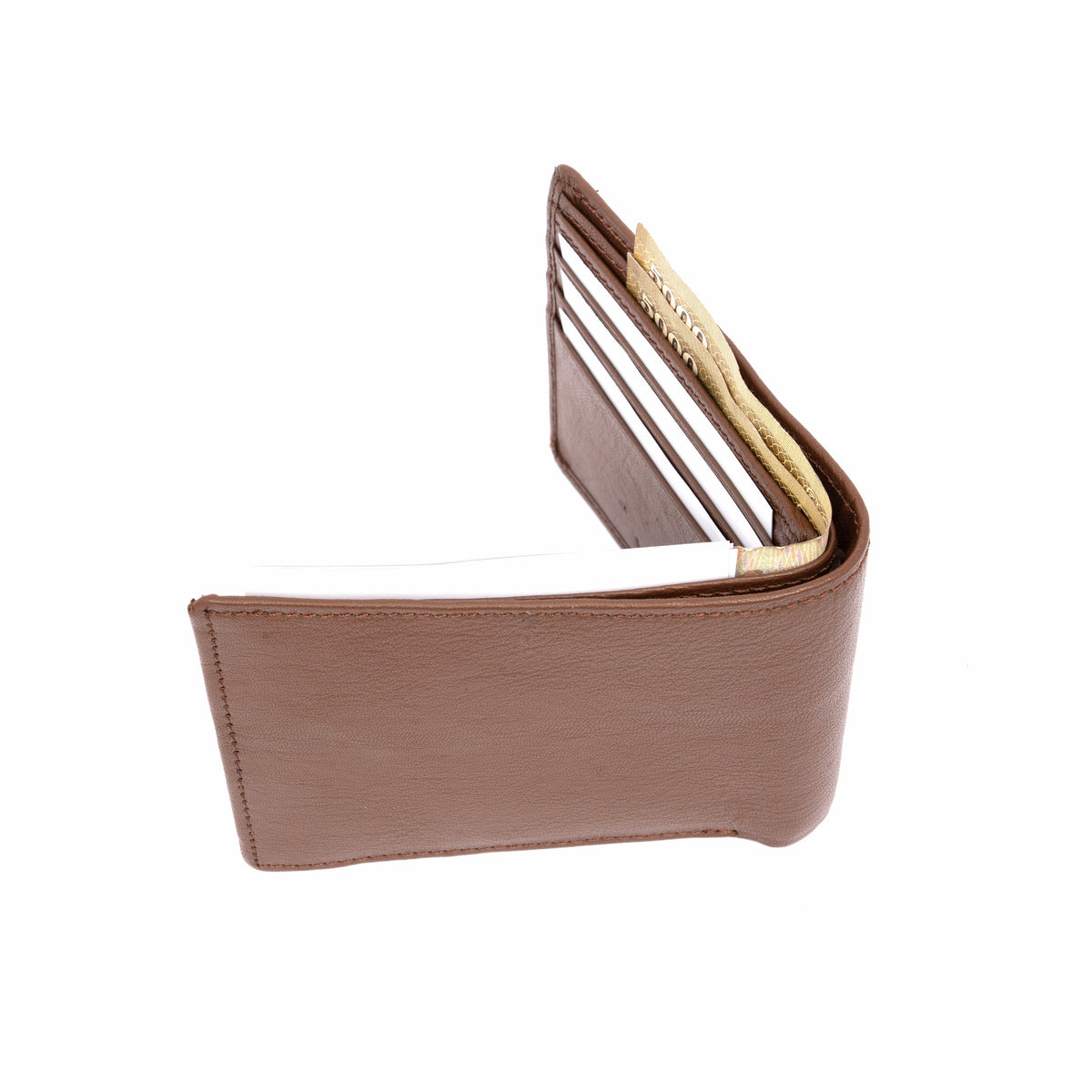 Genuine Leather Coin Pocket Wallet - Tan