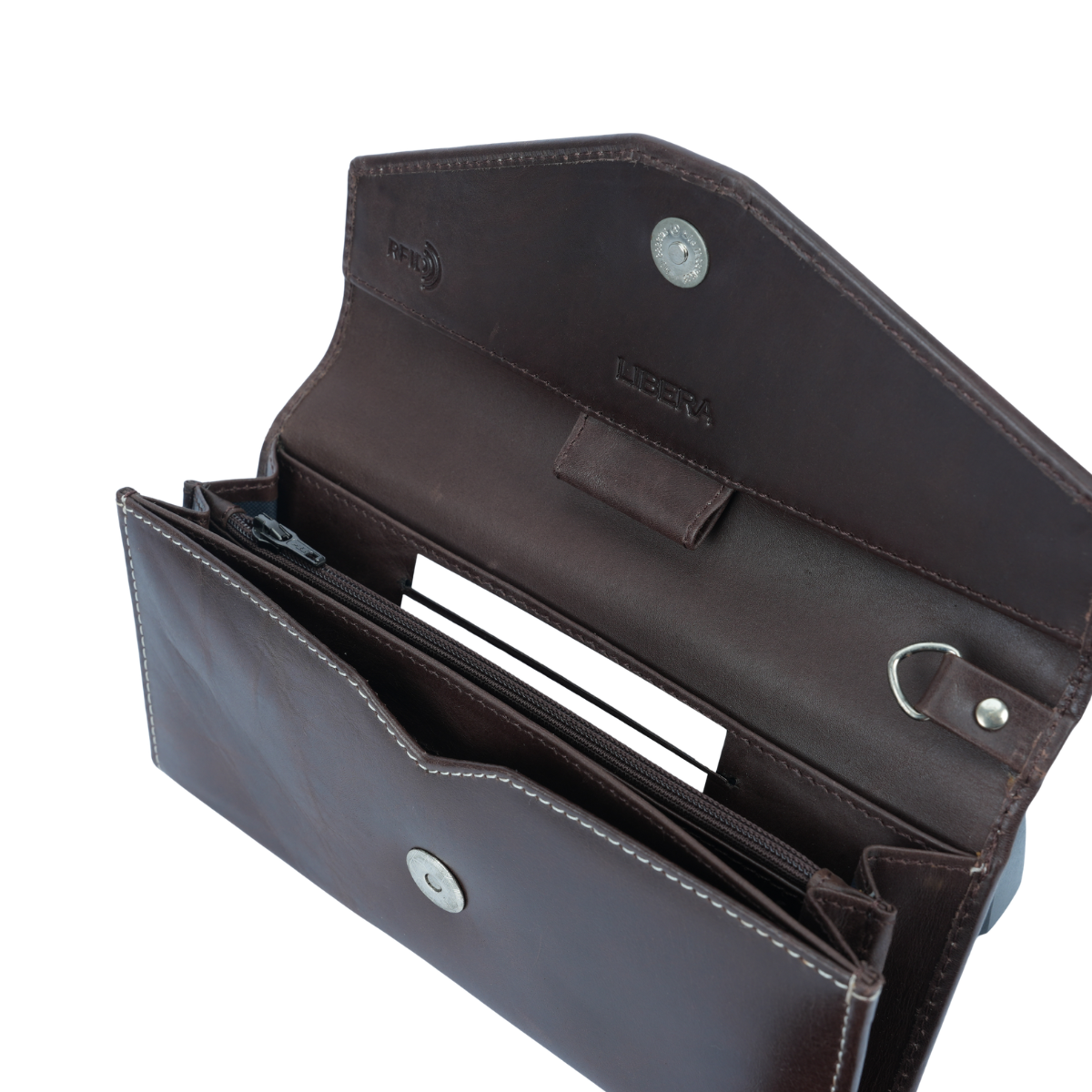 Italian Leather RFID Ladies Envelope Clutch Wallet - Coffee Brown