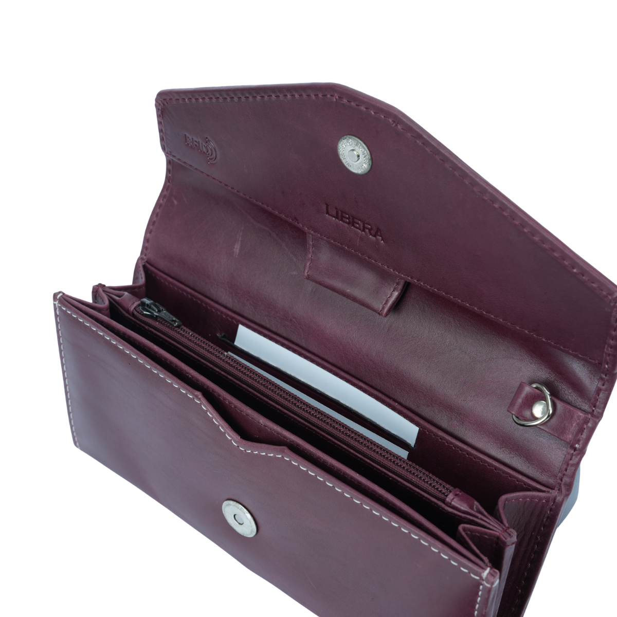 Italian Leather RFID Ladies Envelope Clutch Wallet - Burgundy