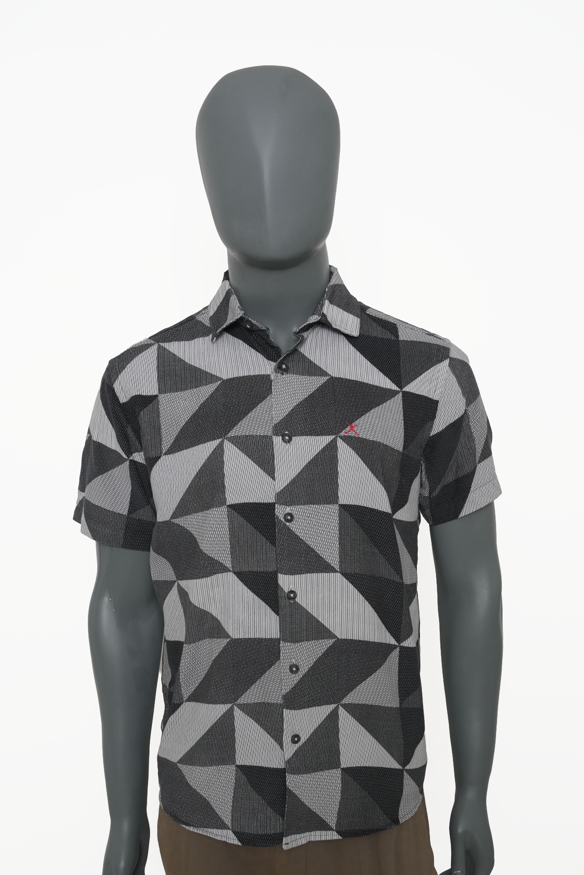 Slim Fit Cotton Printed S/S Shirt - Black