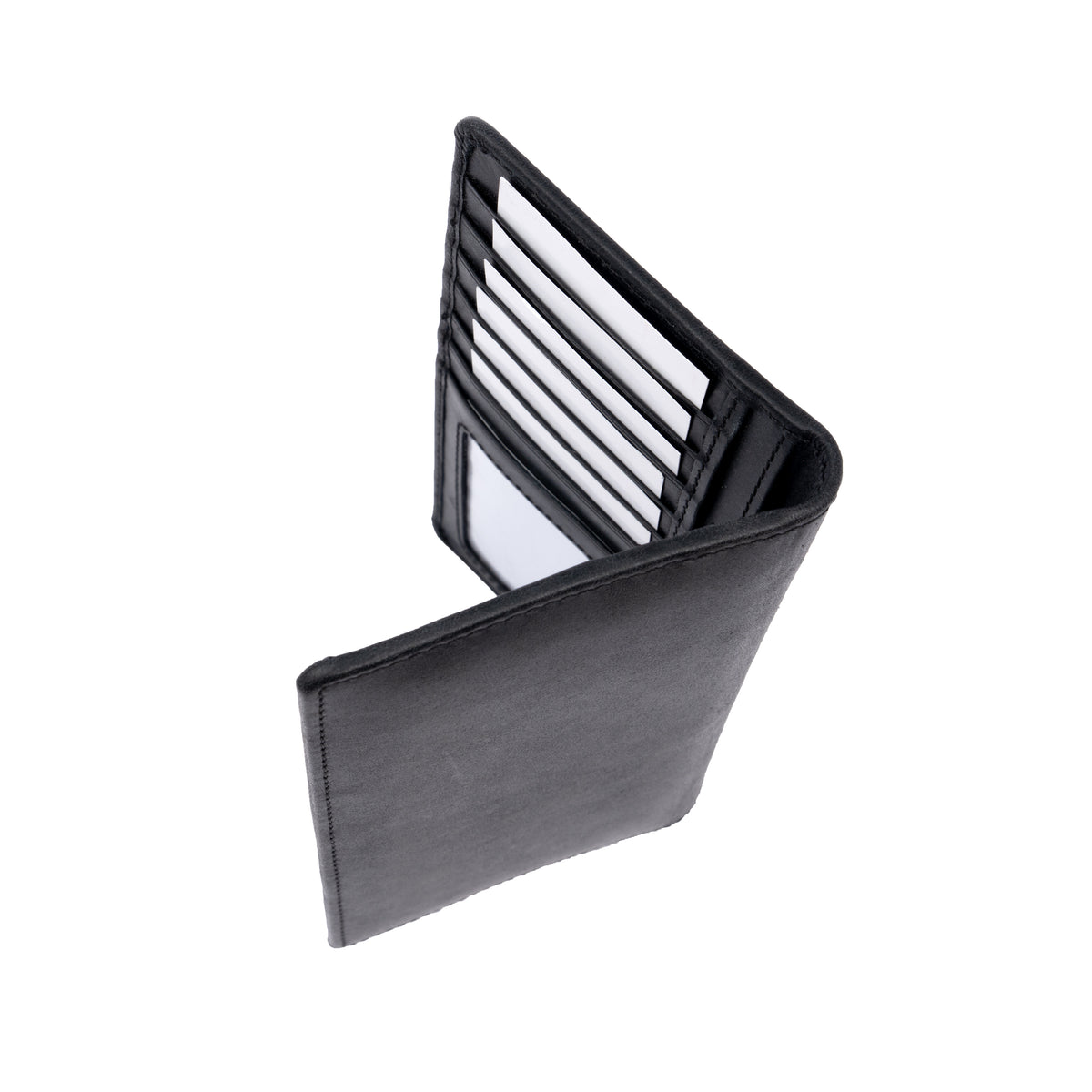 Italian Leather RFID Long Wallet - Black