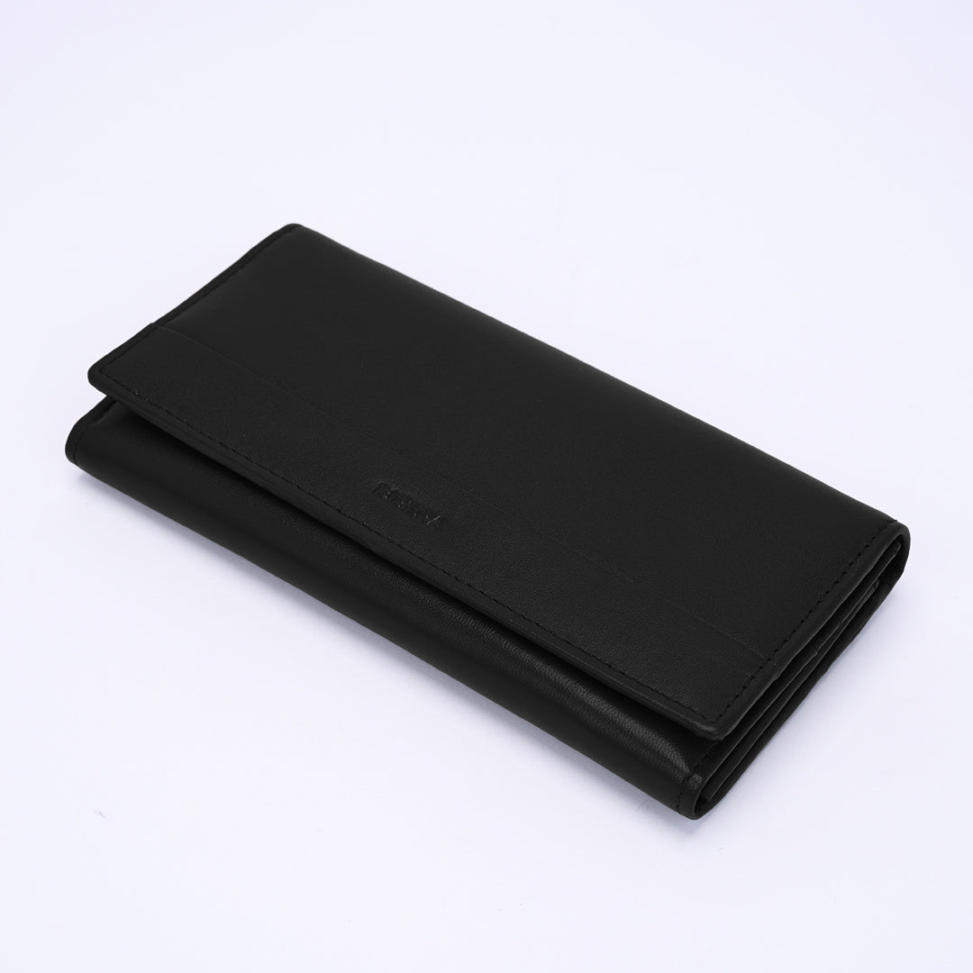 Genuine Leather Ladies Wallet - Black