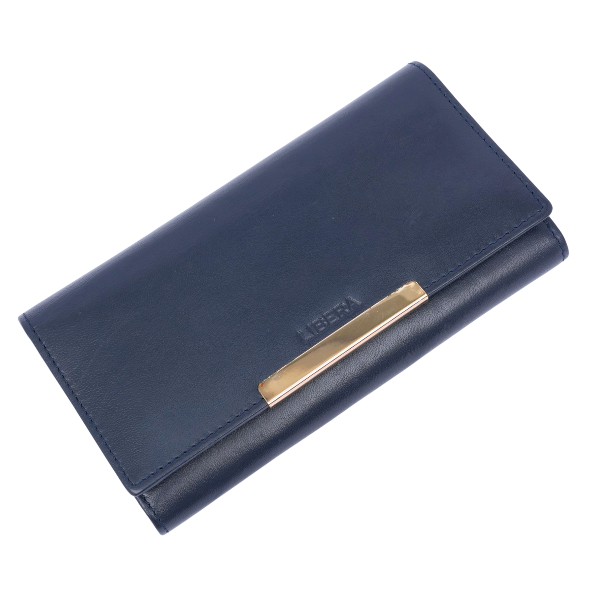 Italian Leather RFID Ladies Wallet - Navy Blue