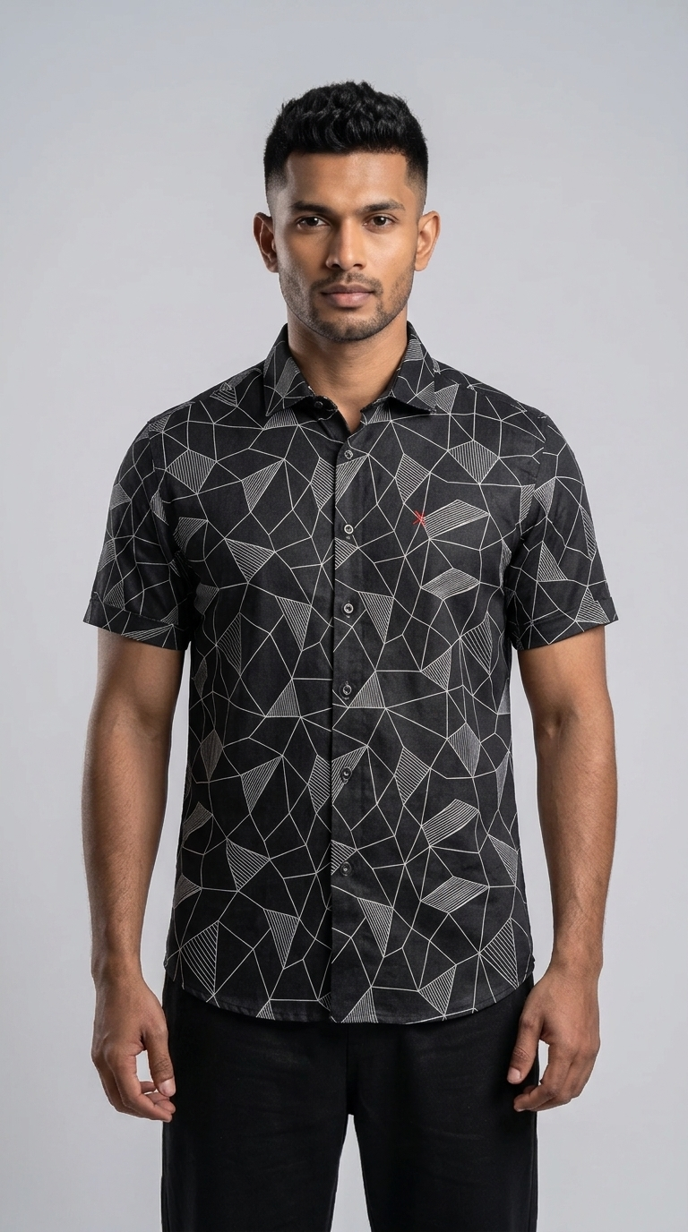 Slim Fit Printed Short Sleeve Shirt