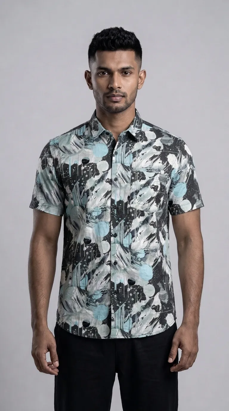 Slim Fit Printed Short Sleeve Shirt