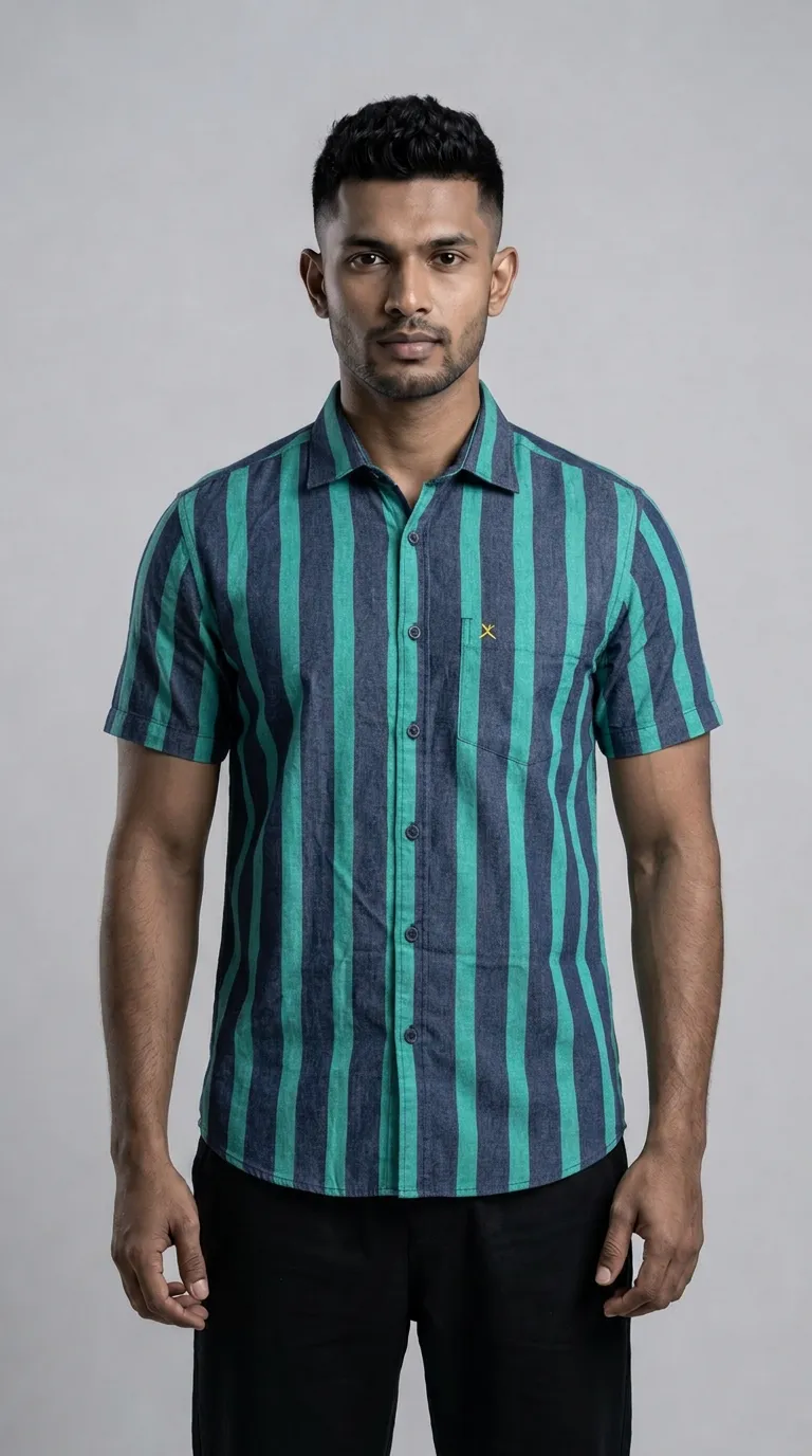 Slim Fit Striped Short Sleeve Shirt