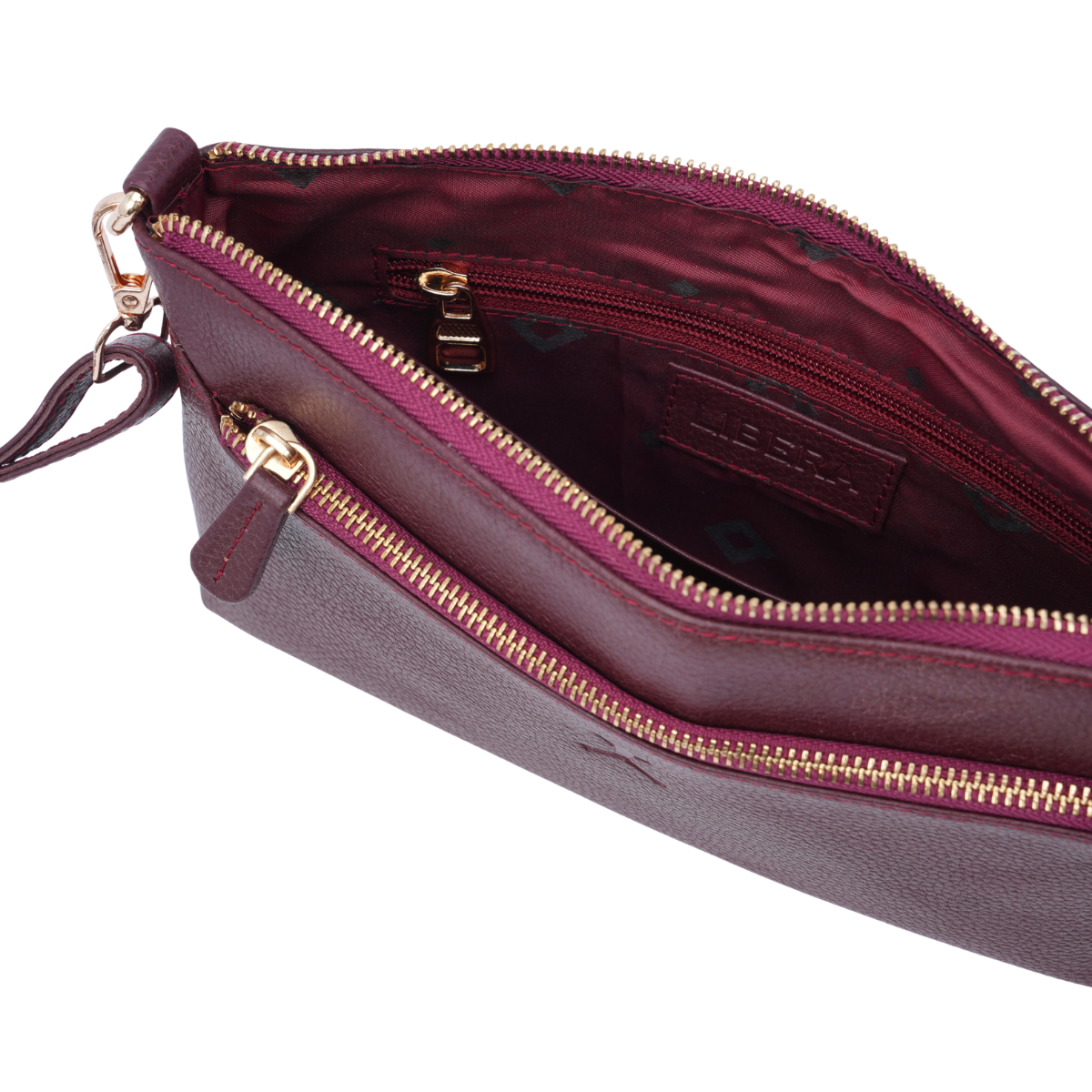 Italian Leather Ladies Crossbody Handbag - Burgundy
