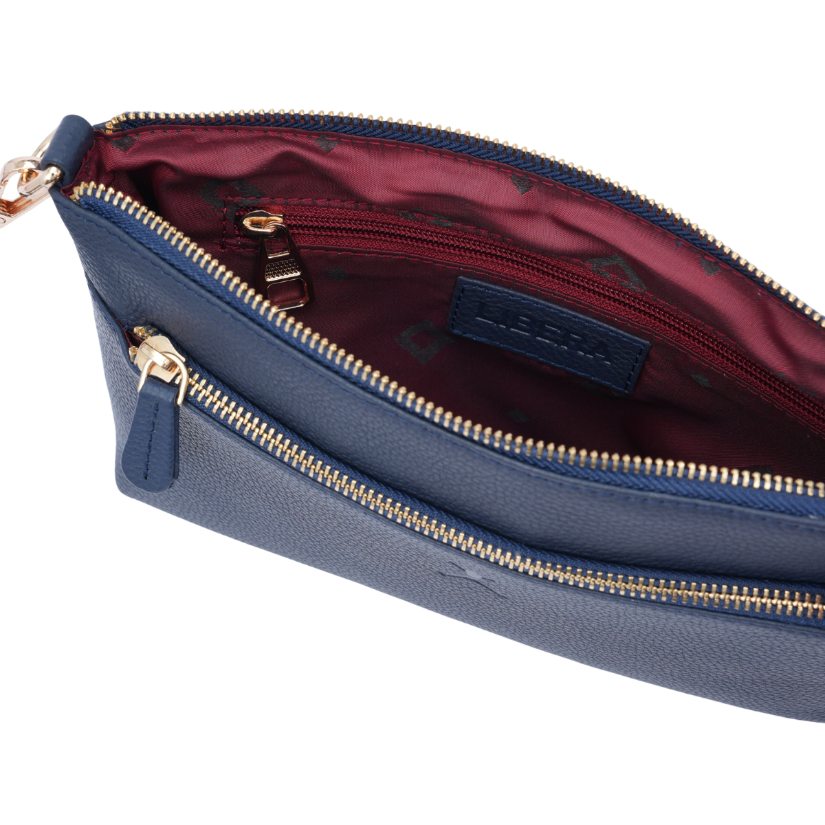 Italian Leather Ladies Crossbody Handbag - Navy Blue