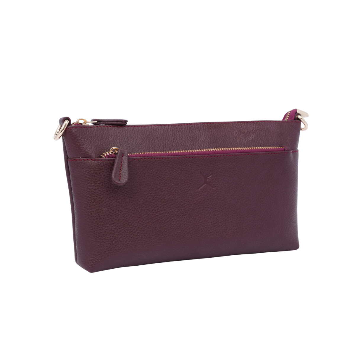 Italian Leather Ladies Crossbody Handbag - Burgundy