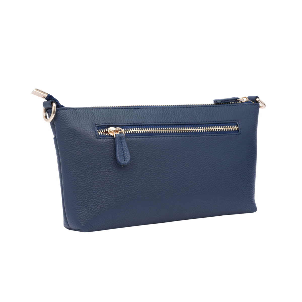 Italian Leather Ladies Crossbody Handbag - Navy Blue