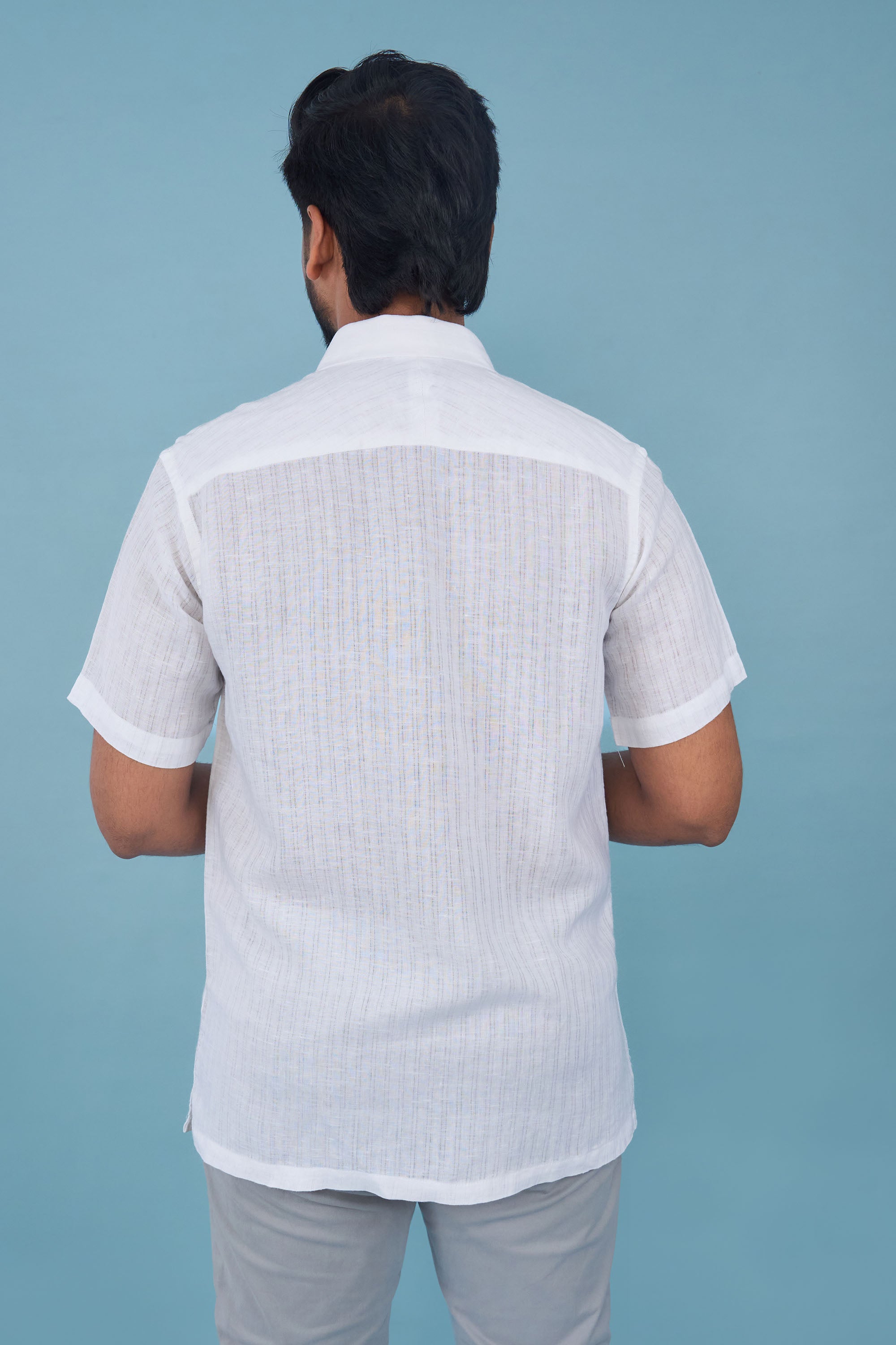 Slim Fit Premium Linen S/S Shirt - White