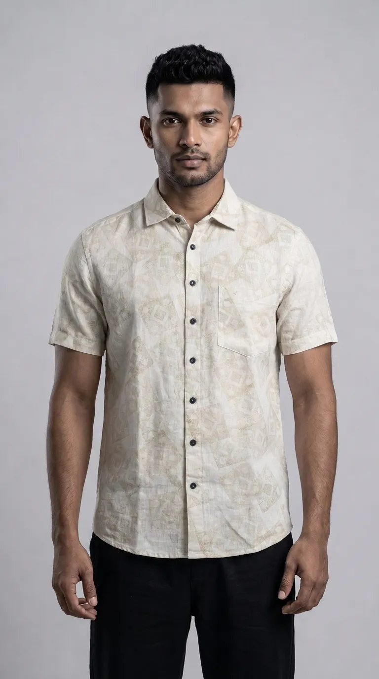 Slim Fit Printed Short Sleeve Shirt