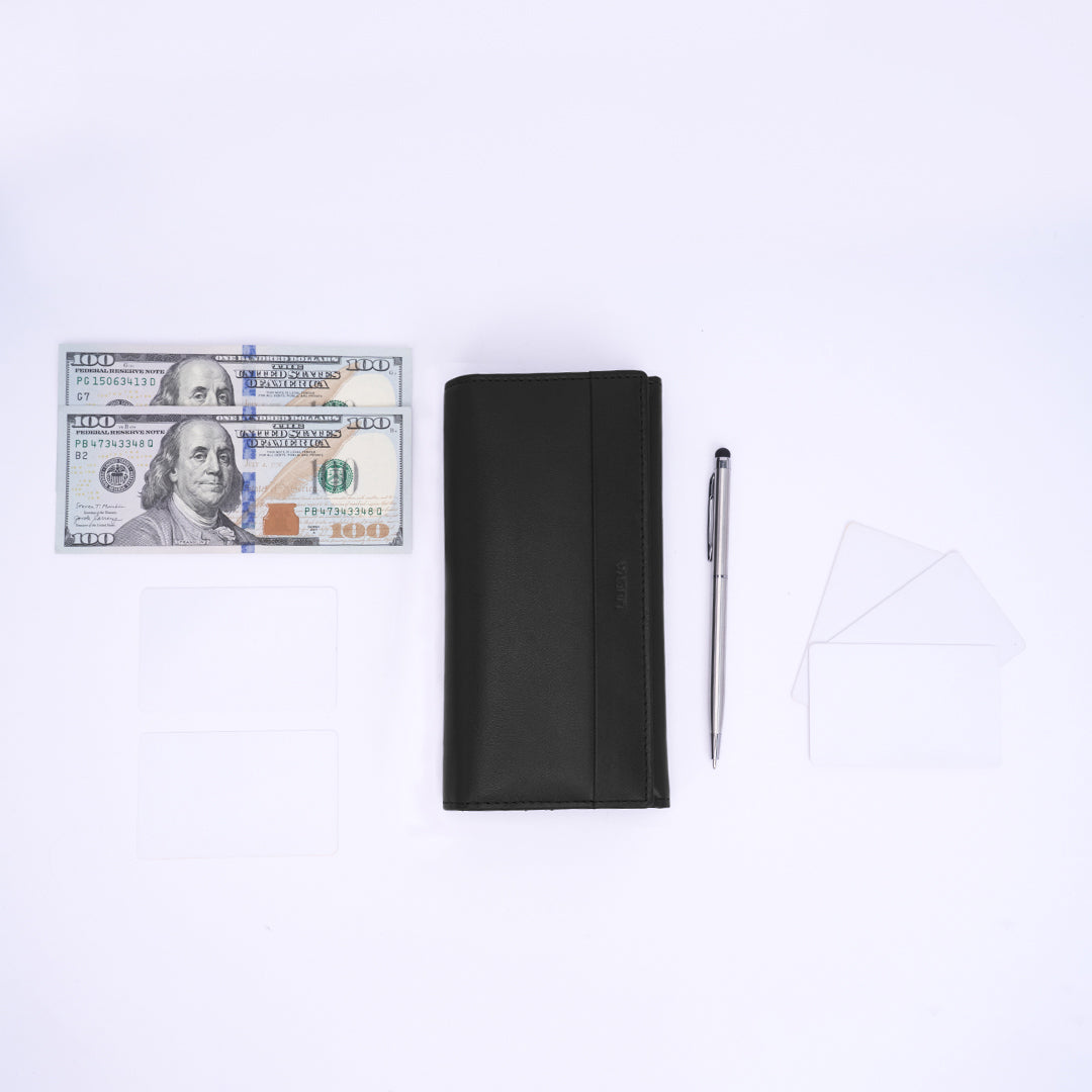 Genuine Leather Ladies Wallet - Black
