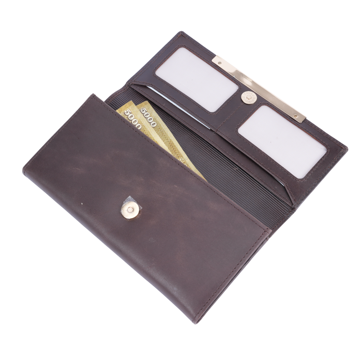 Italian Leather RFID Ladies Envelope Clutch Wallet - Coffee Brown