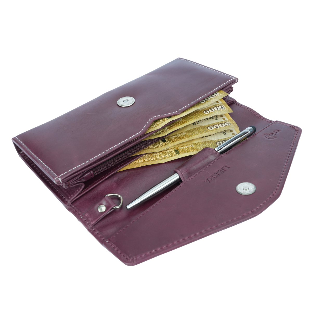 Italian Leather RFID Ladies Envelope Clutch Wallet - Burgundy
