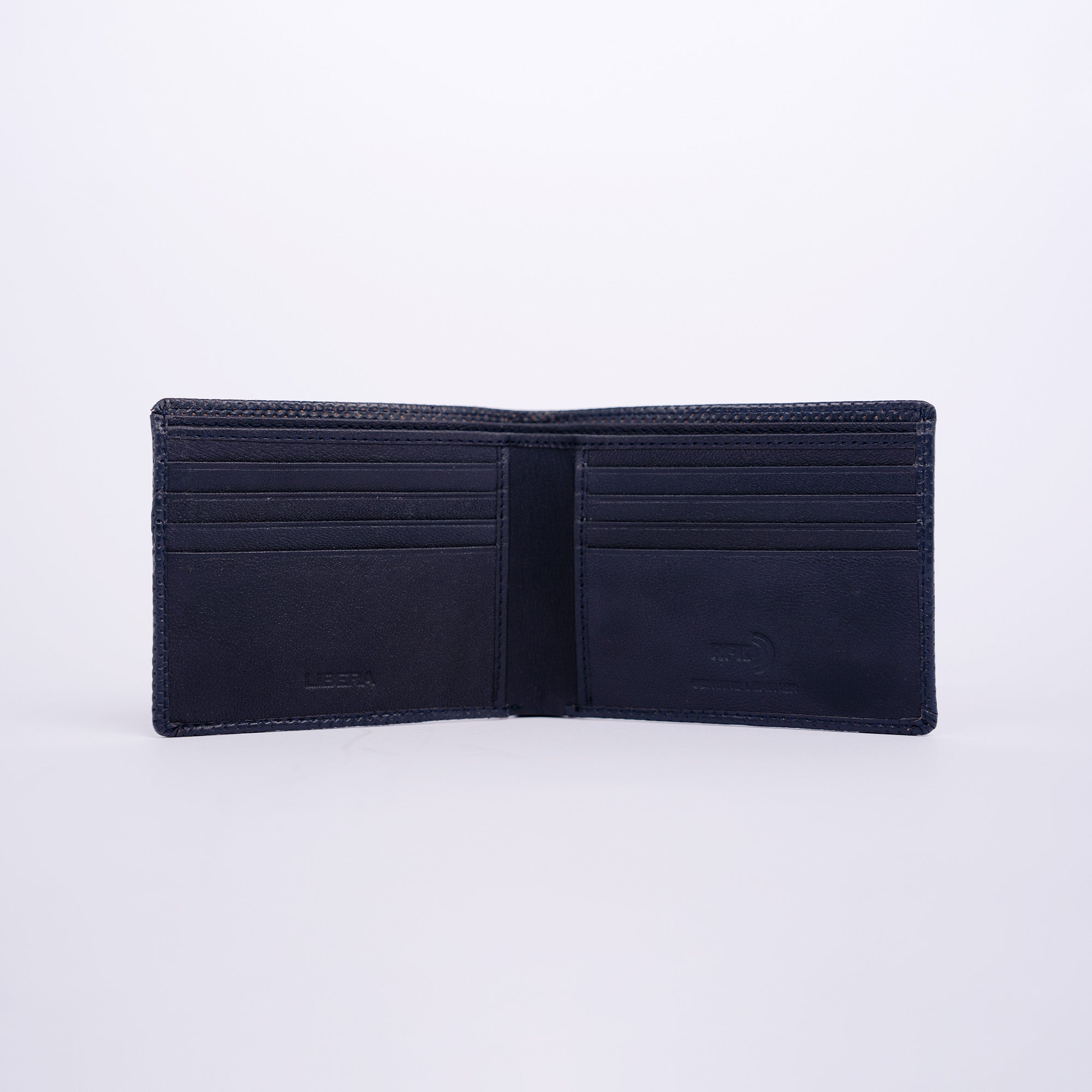 Genuine Leather RFID Wallet - Navy Blue