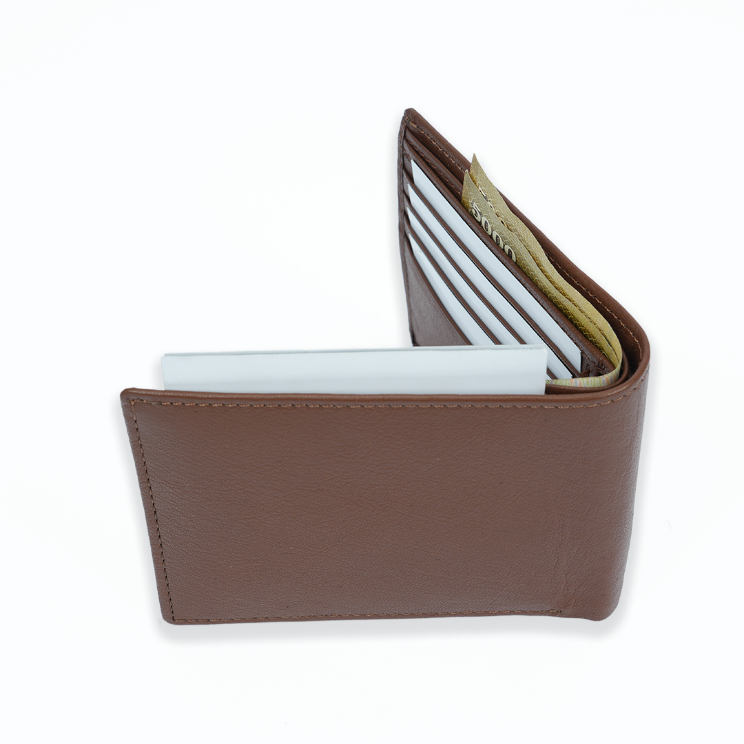 Genuine Leather RFID Wallet - Tan