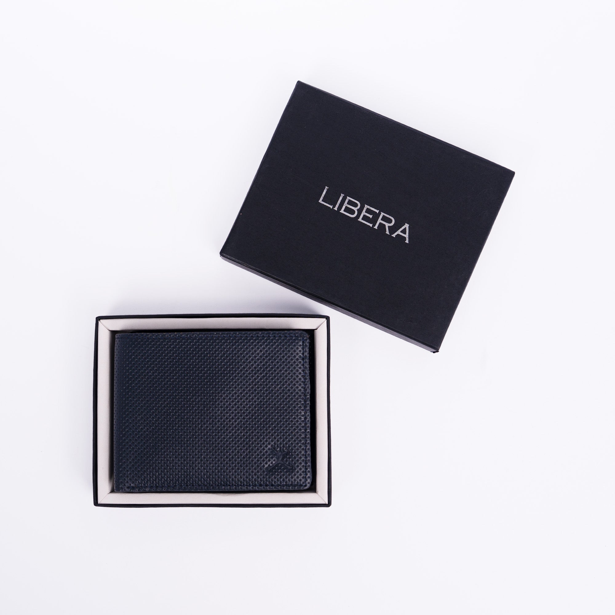 Genuine Leather RFID Wallet - Navy Blue