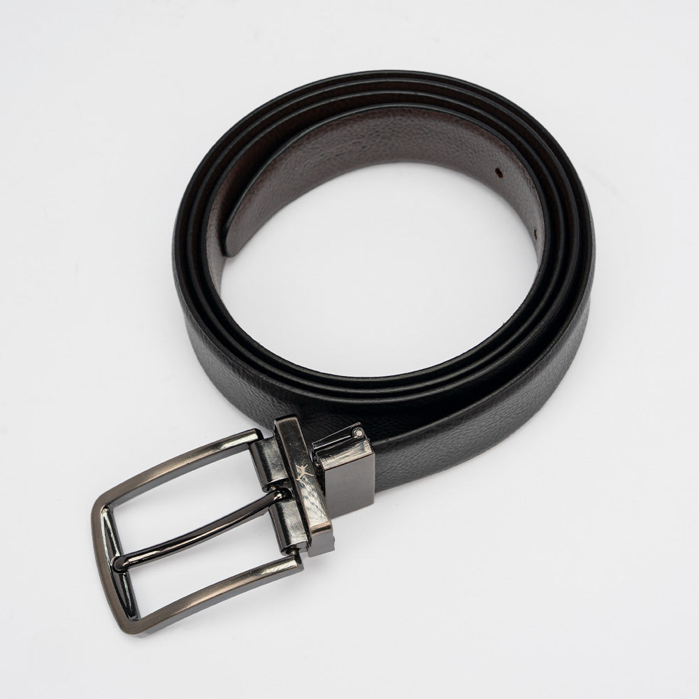 Genuine Leather Reversible Standard Lock Belt - Black / Dark Brown