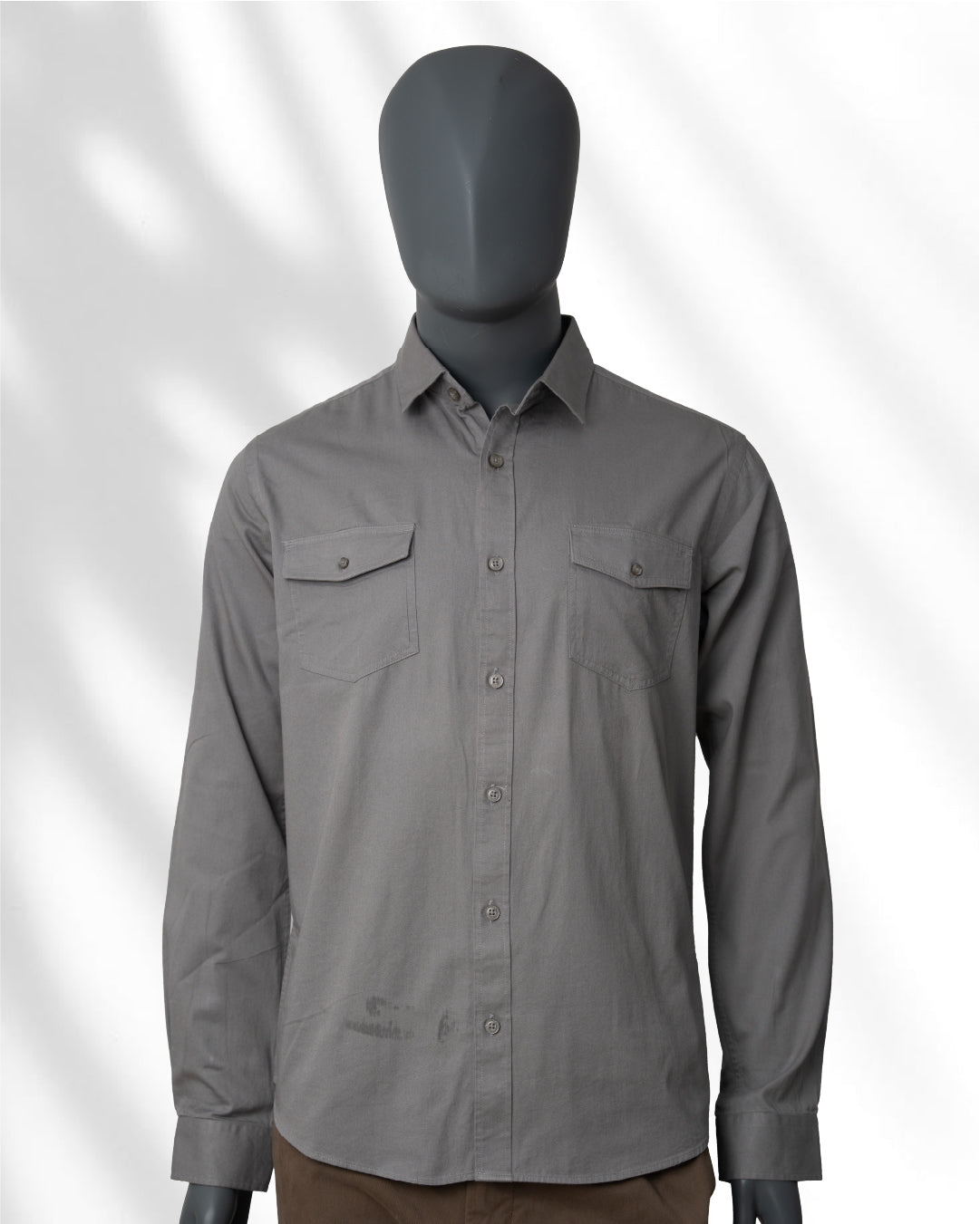 Slim Fit Double Pocket Plain Shirt - L/S