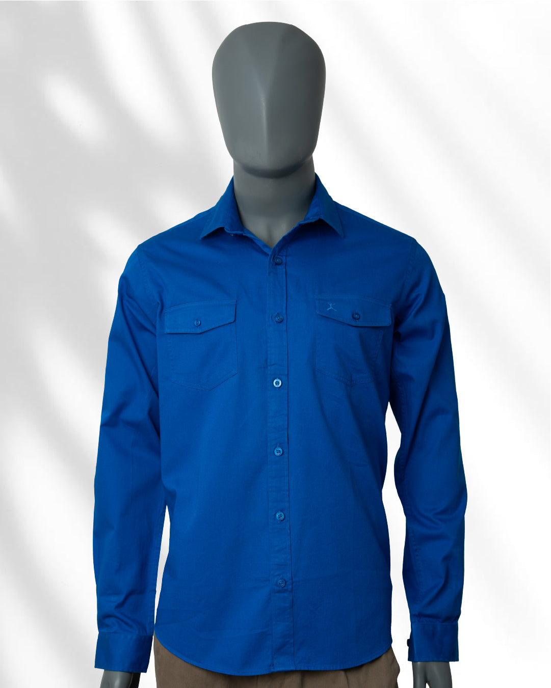 Slim Fit Double Pocket Plain Shirt - L/S