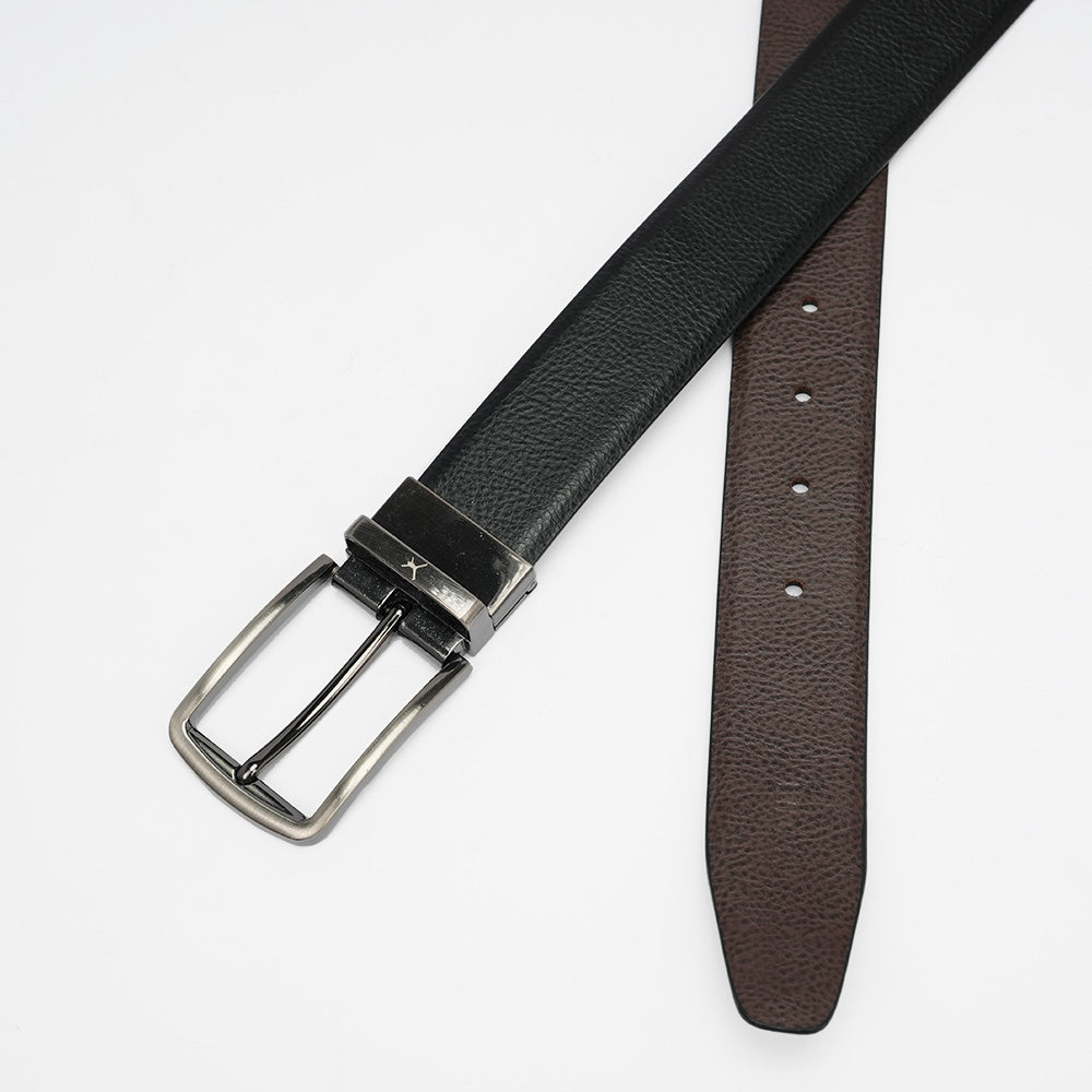 Genuine Leather Reversible Standard Lock Belt - Black / Dark Brown