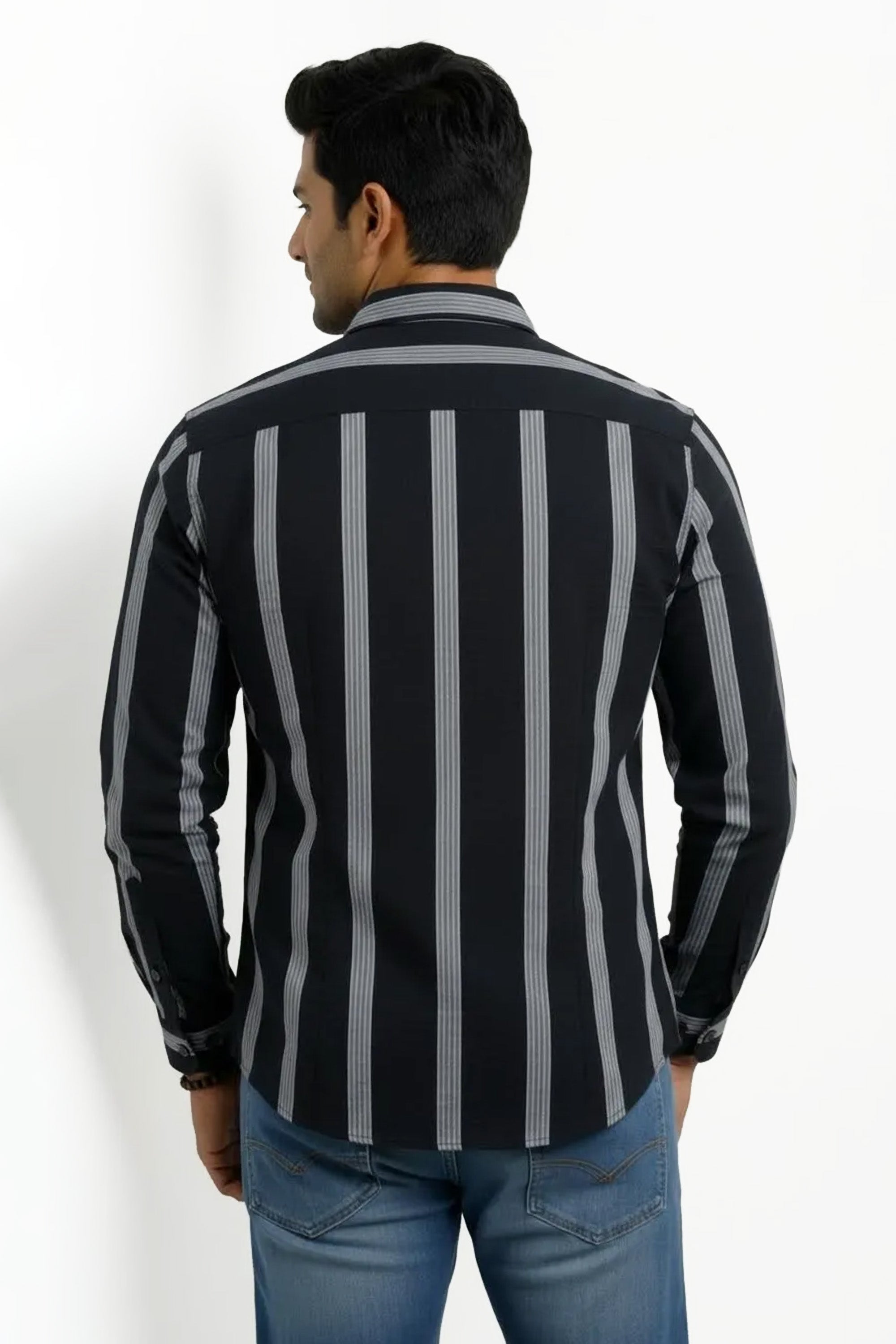 Slim Fit Cotton Horizontal Stripes L/S Shirt