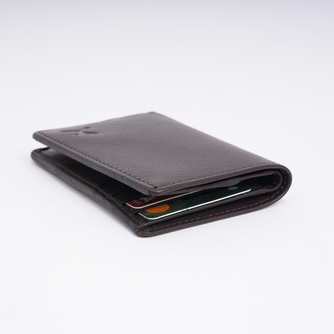 Genuine Leather Card Wallet - Coffee Brown