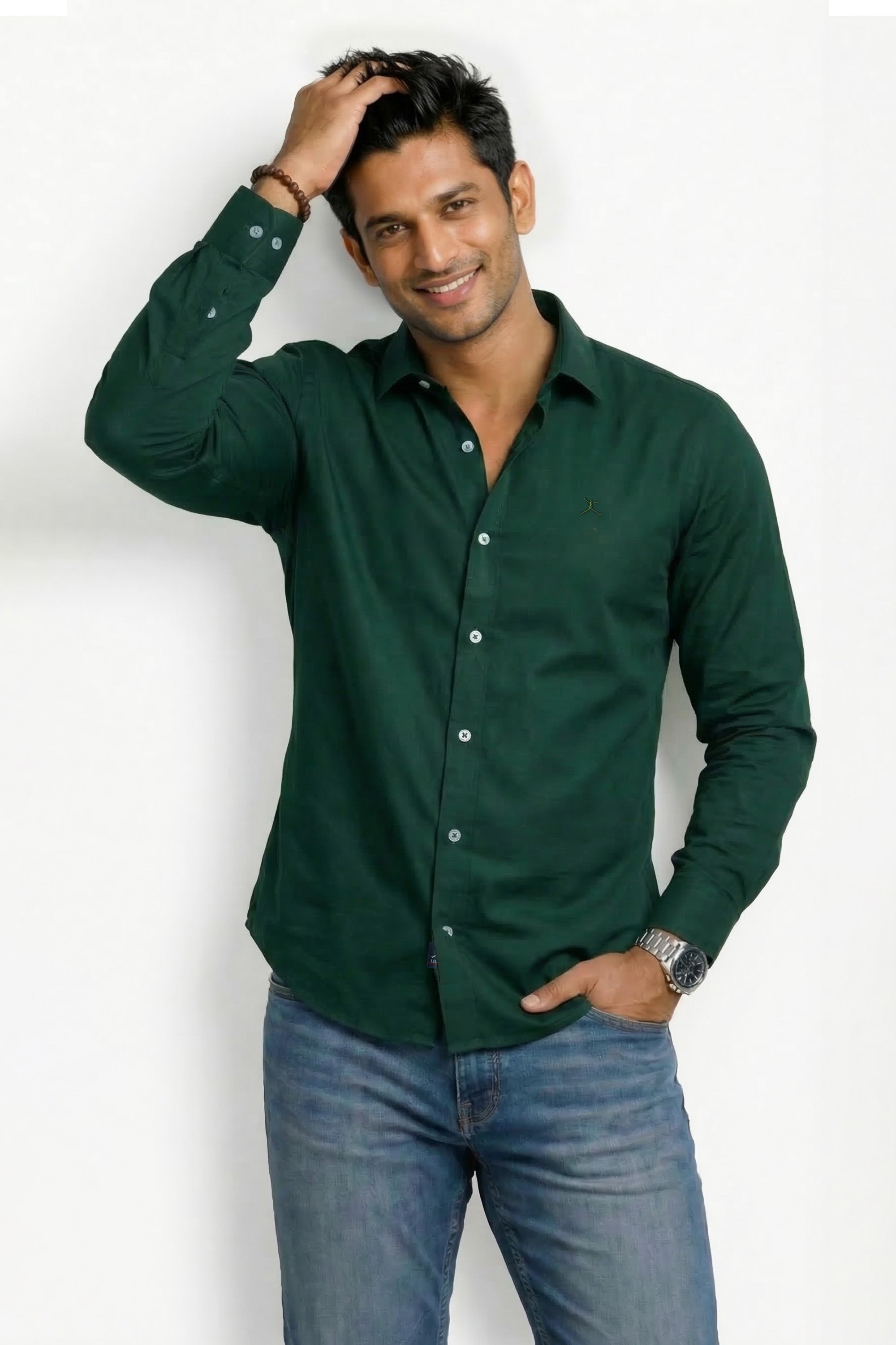 Slim Fit Cotton Plain L/S Shirt