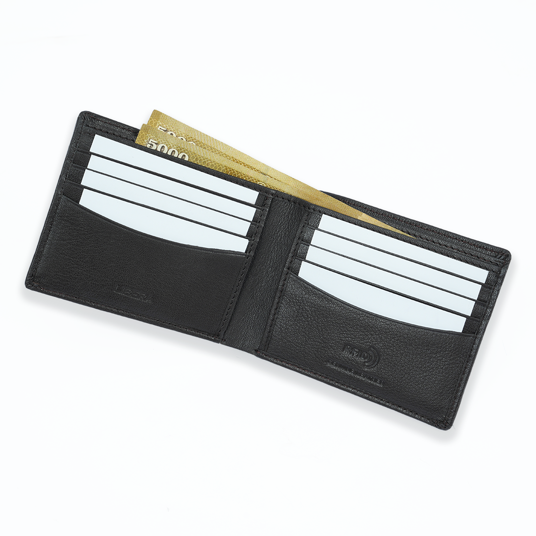 Genuine Leather RFID Wallet - Black