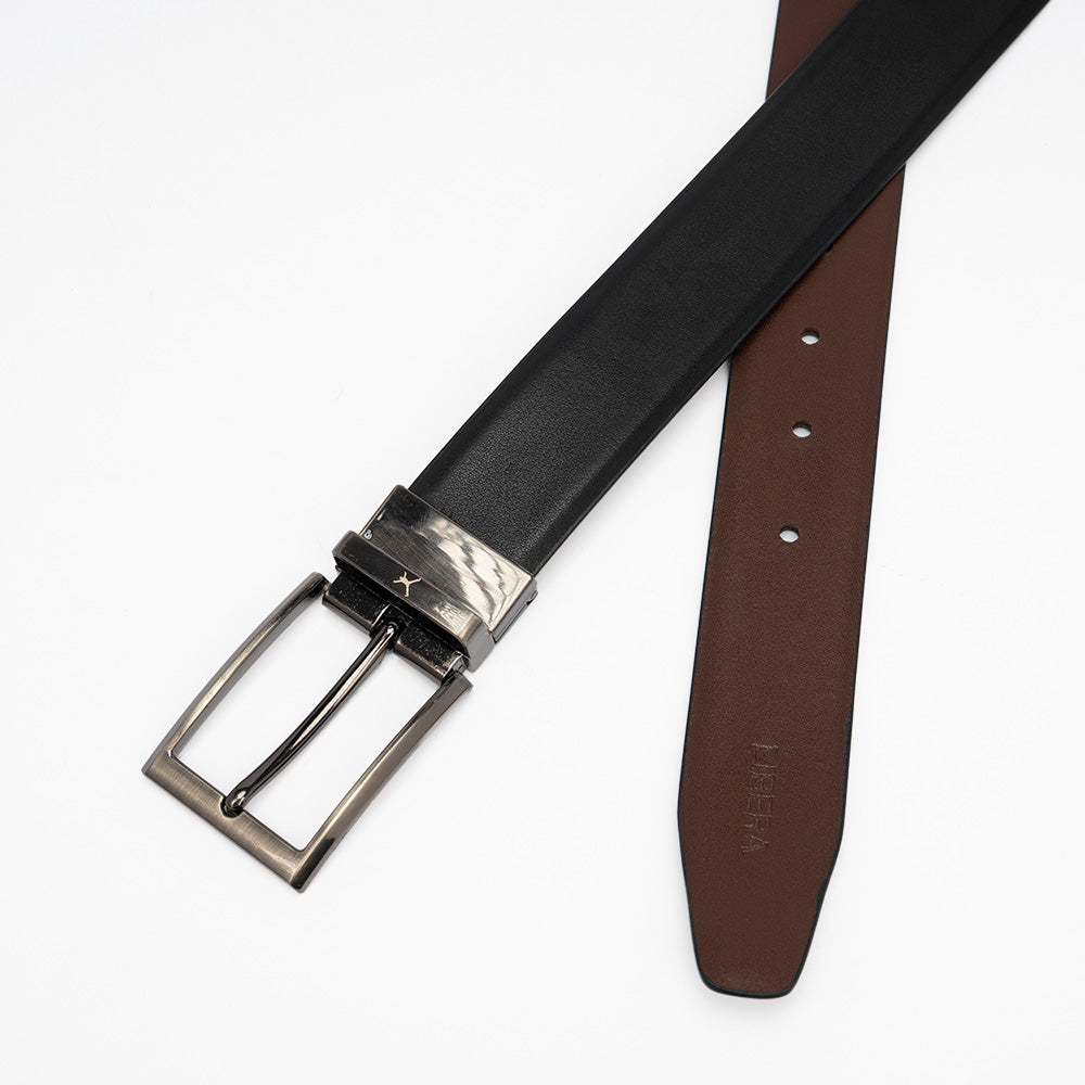 Genuine Leather Reversible Standard Lock Belt - Black / Dark Brown