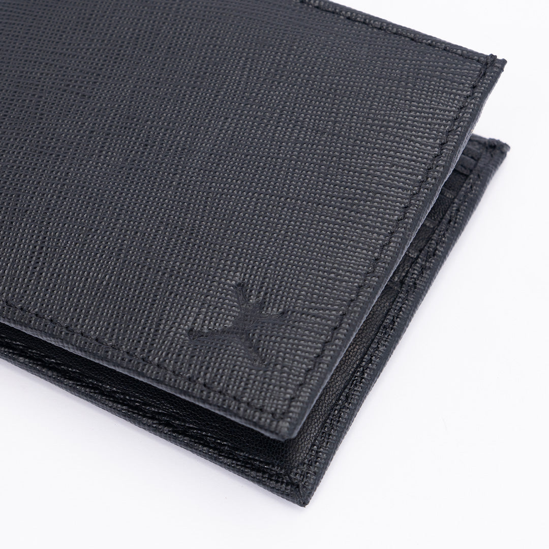 Italian Saffiano Leather RFID Wallet - Black