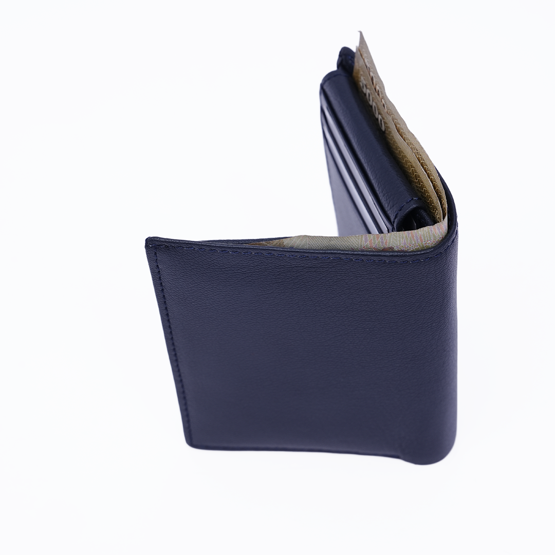 Genuine Leather RFID Hip Wallet - Navy Blue