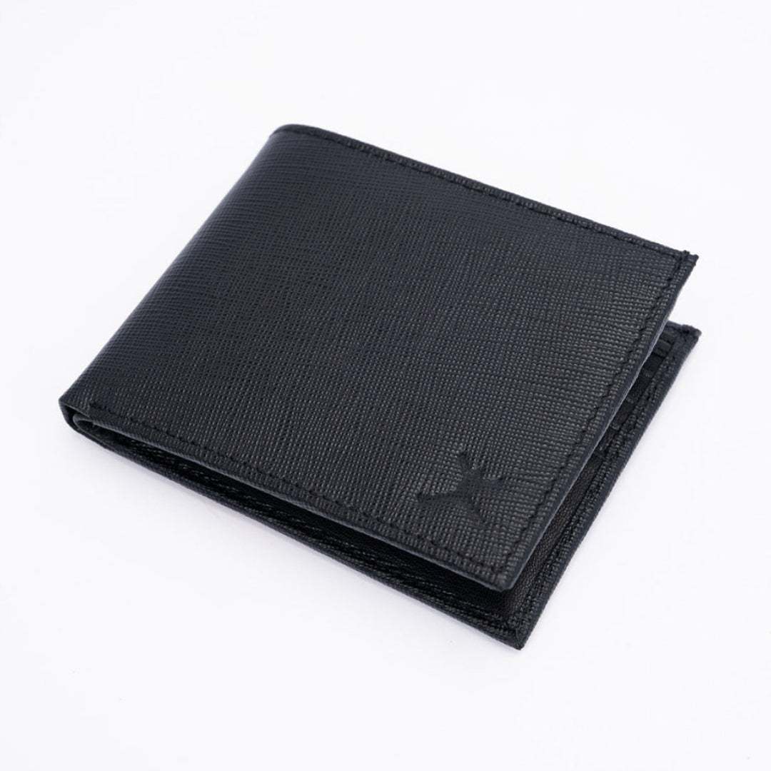 Italian Saffiano Leather RFID Wallet - Black