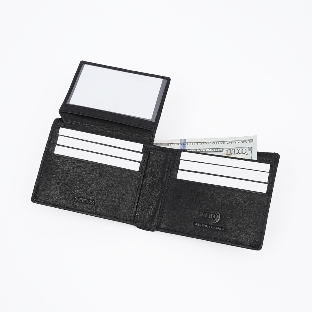 Genuine Leather RFID Wallet - Black
