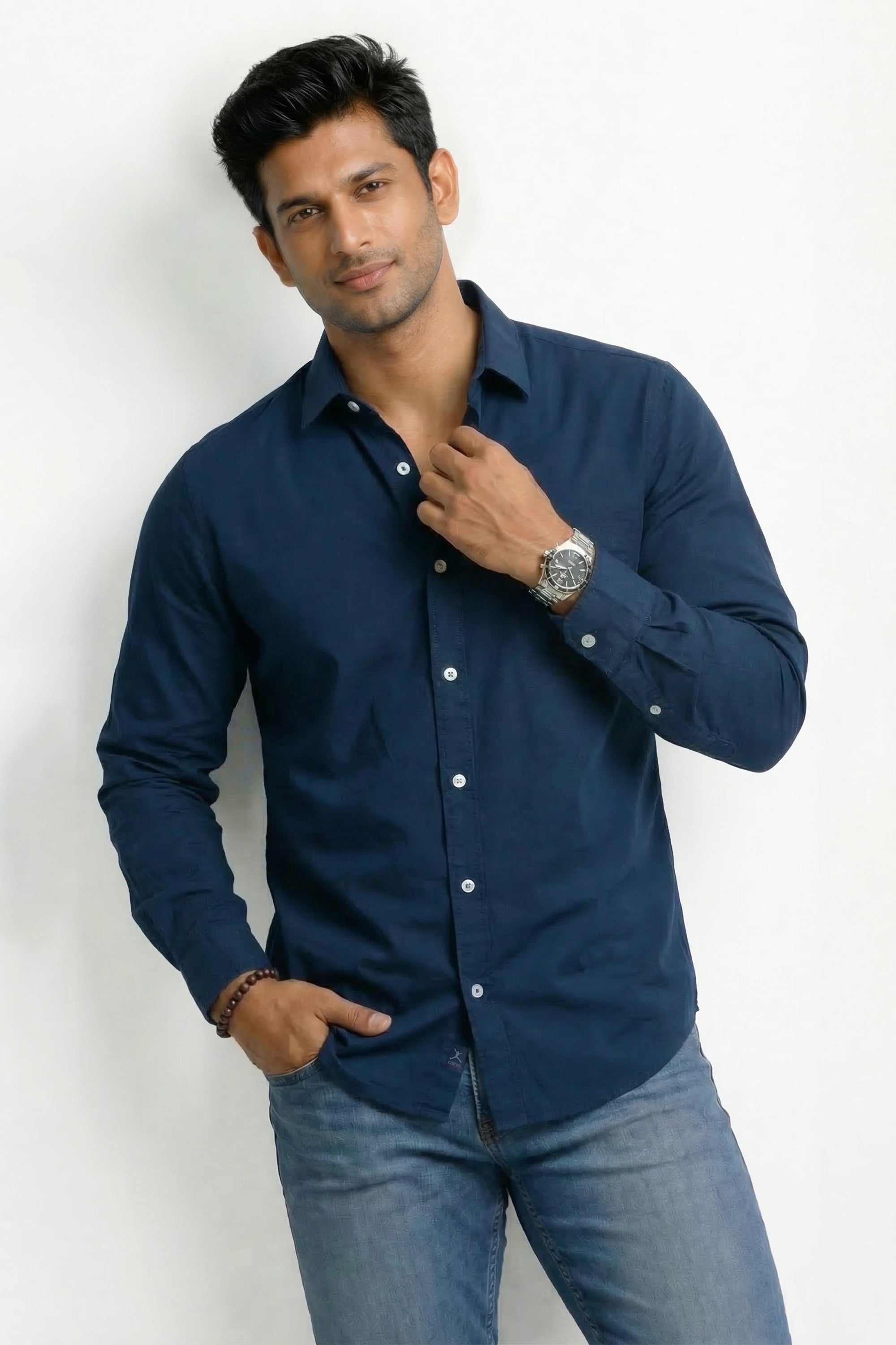 Slim Fit Cotton Plain L/S Shirt