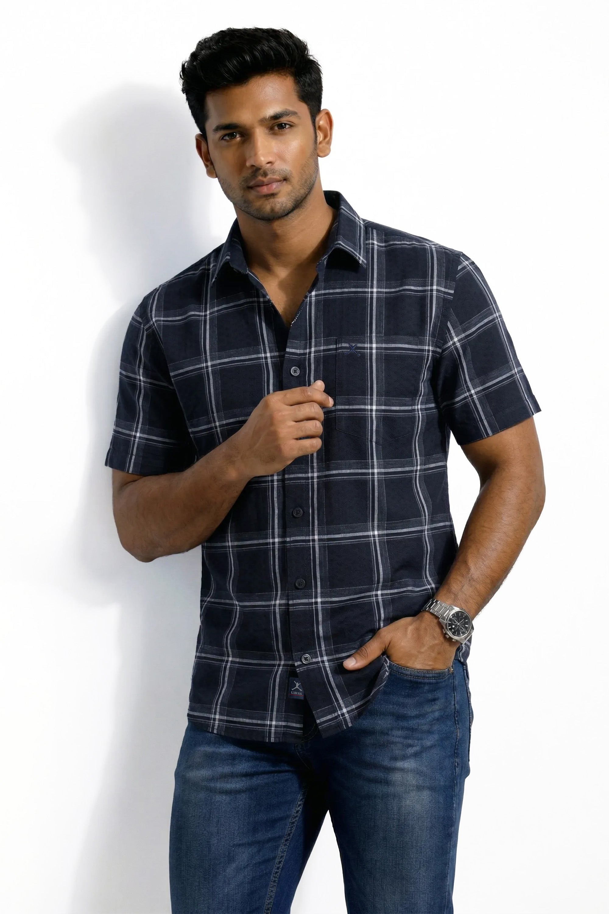 Slim Fit Cotton Checks S/S Shirt