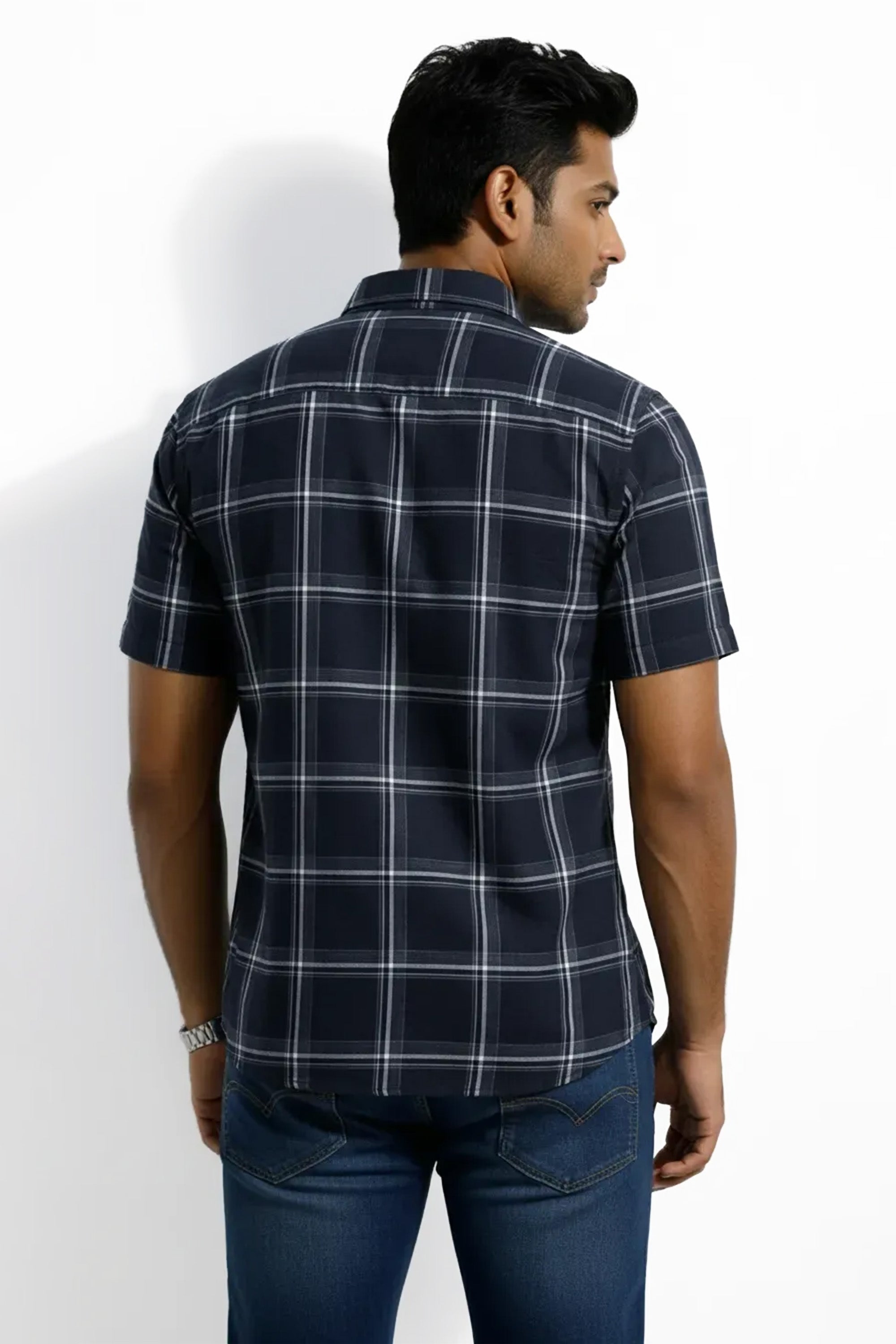 Slim Fit Cotton Checks S/S Shirt