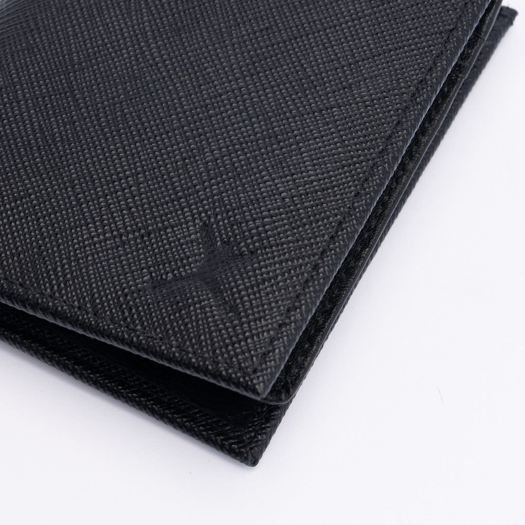 Italian Saffiano Leather RFID Hip Wallet - Black