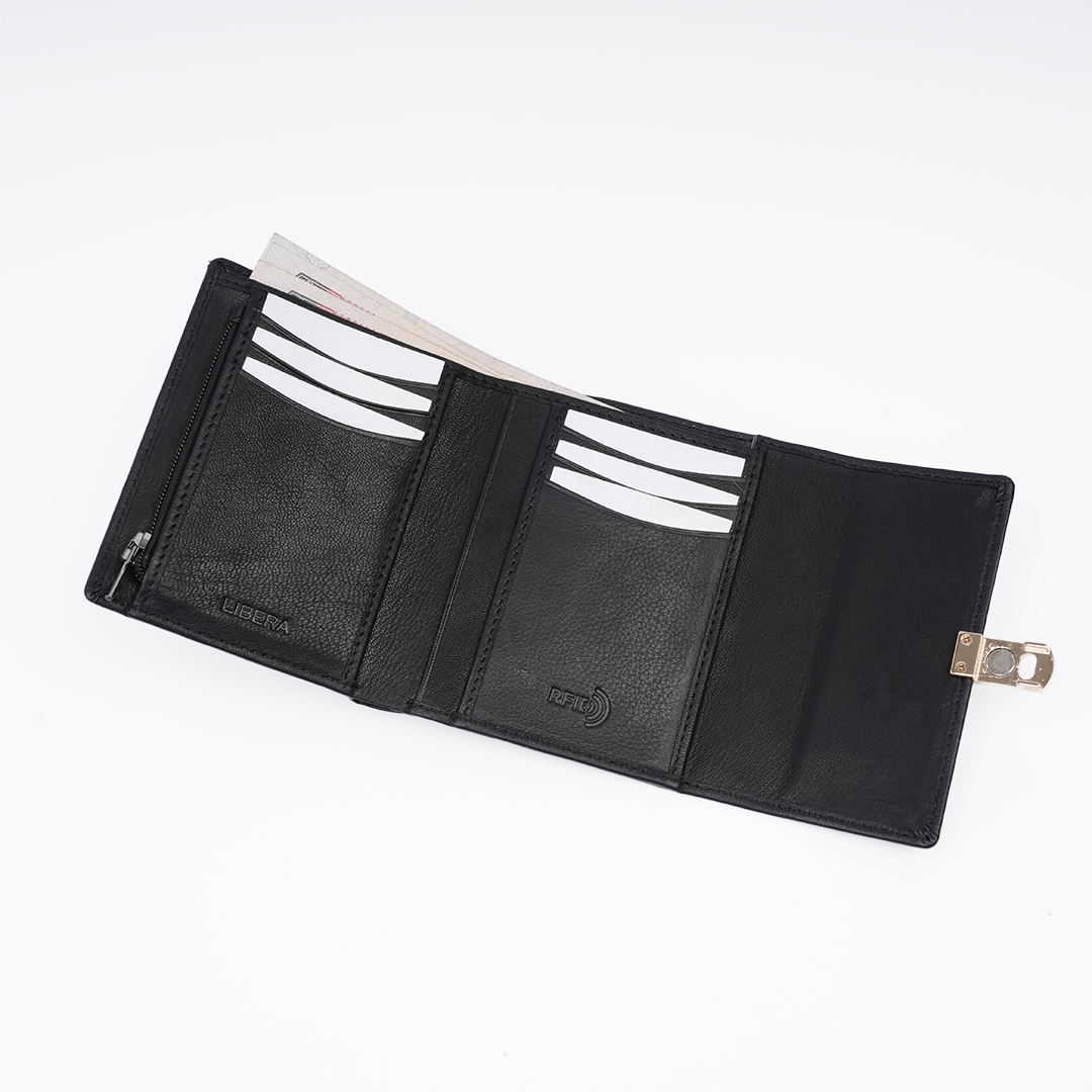 Italian Leather Ladies Wallet - Black