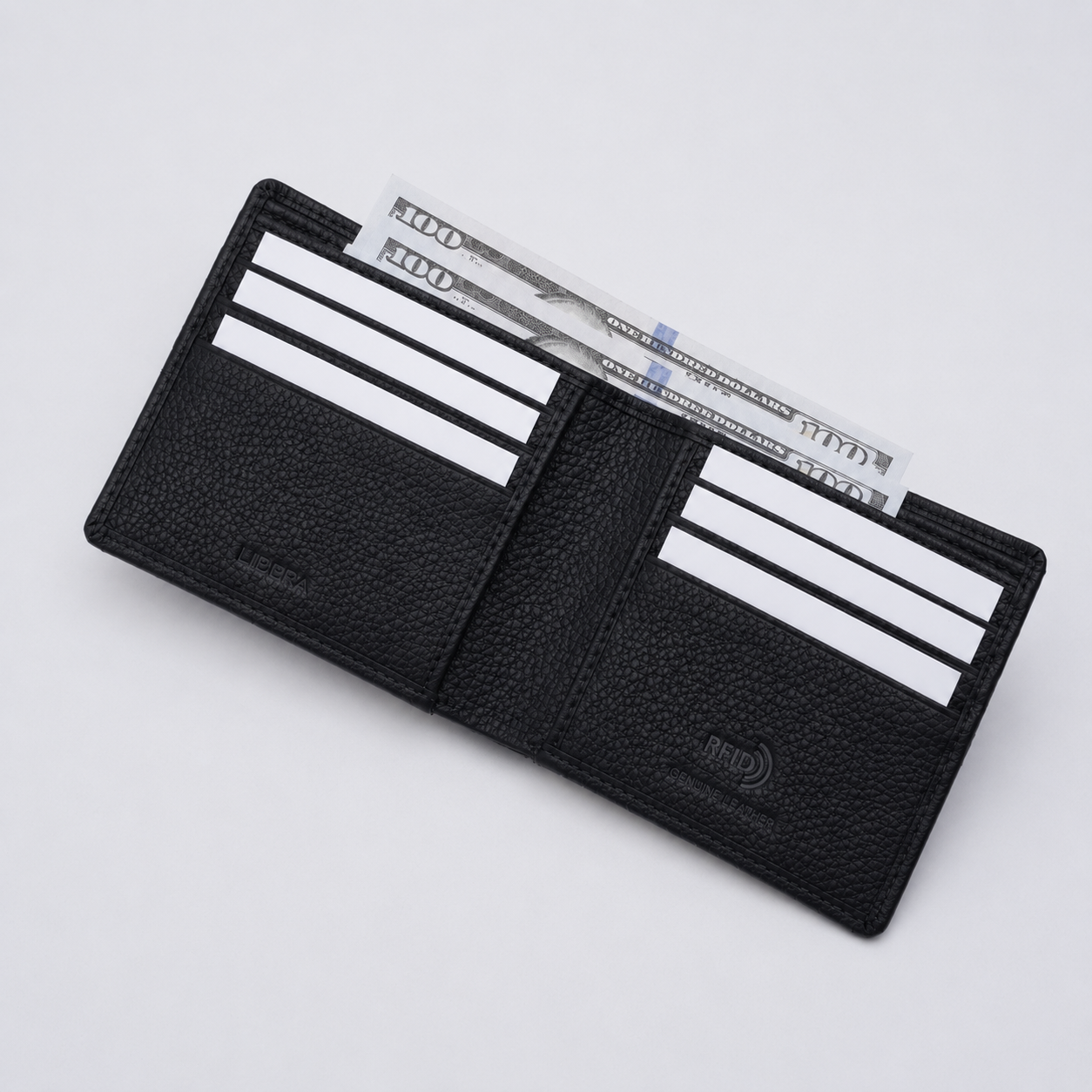 Genuine Leather RFID Wallet - Black