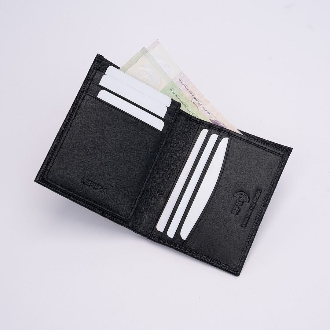 Italian Saffiano Leather RFID Hip Wallet - Black
