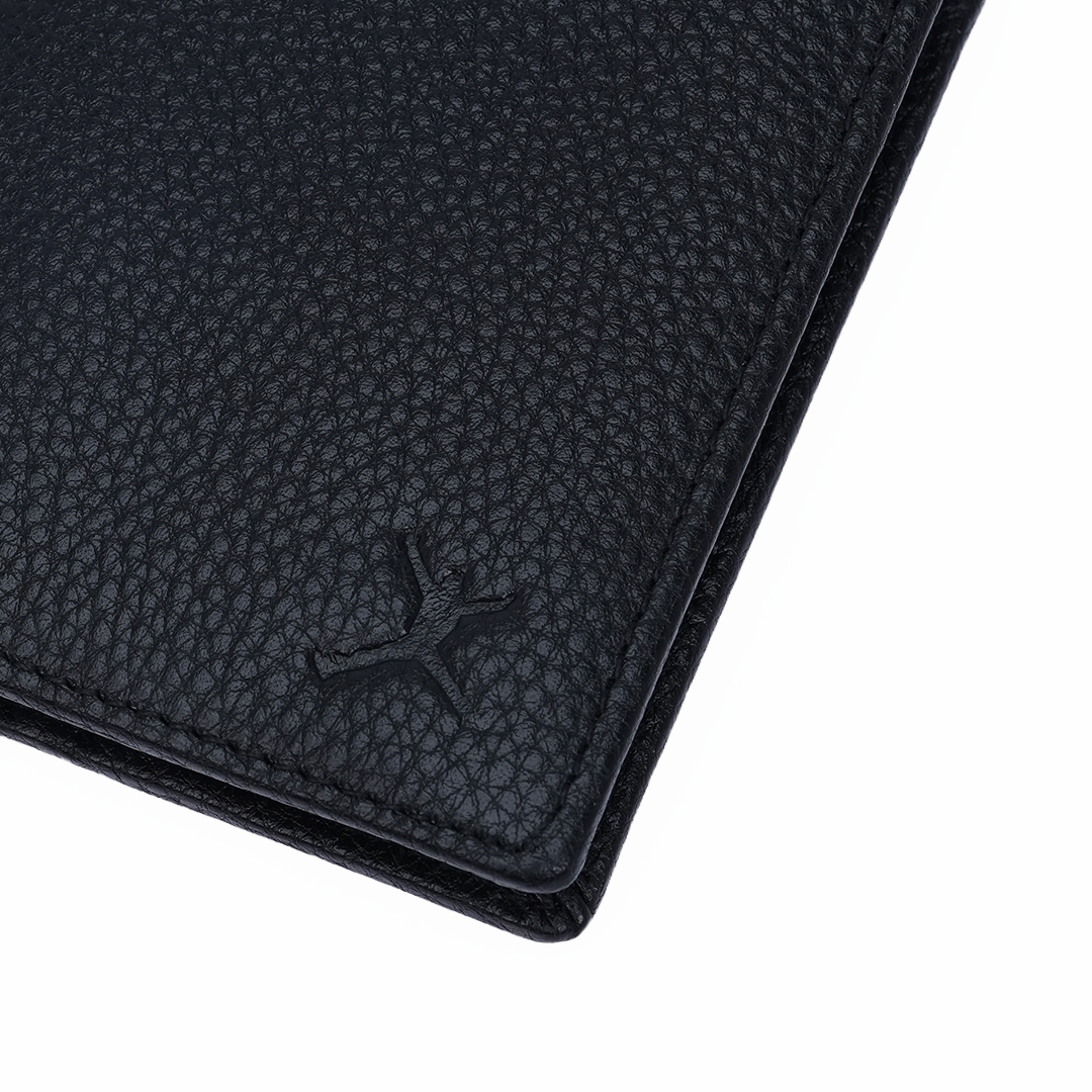 Genuine Pebbled Leather RFID Hip Wallet - Black