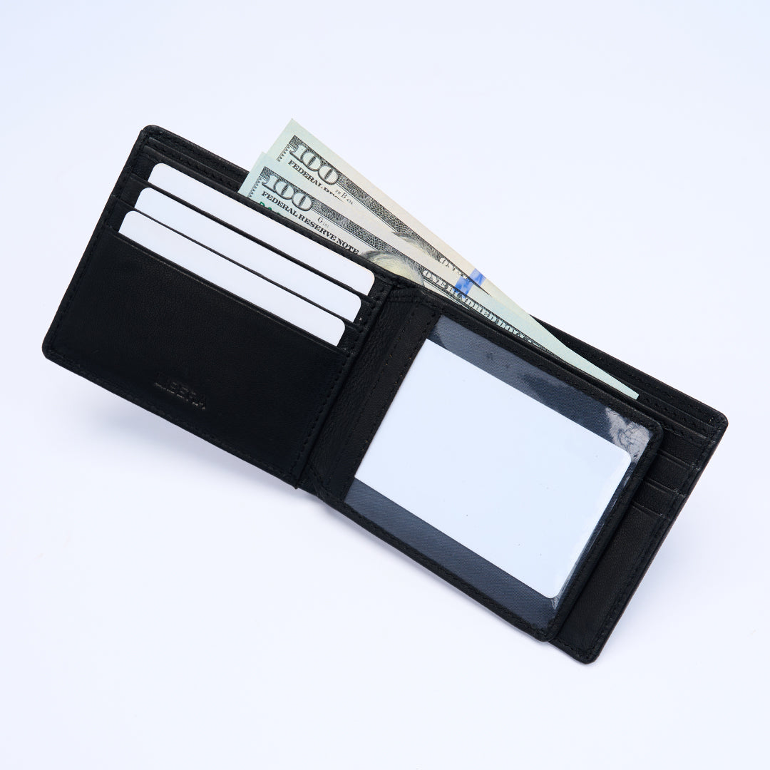 Genuine Leather RFID Wallet - Black