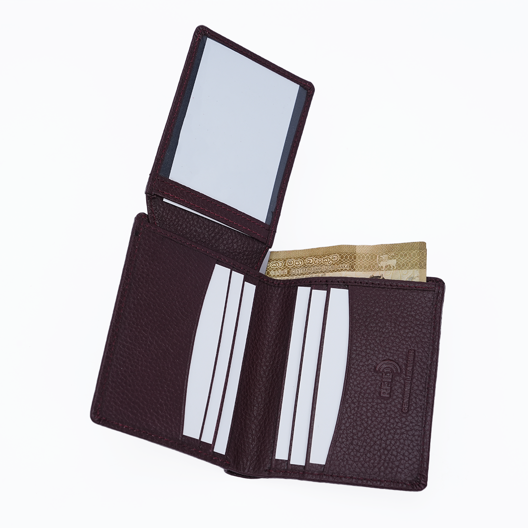 Genuine Pebbled Leather RFID Hip Wallet - Burgundy