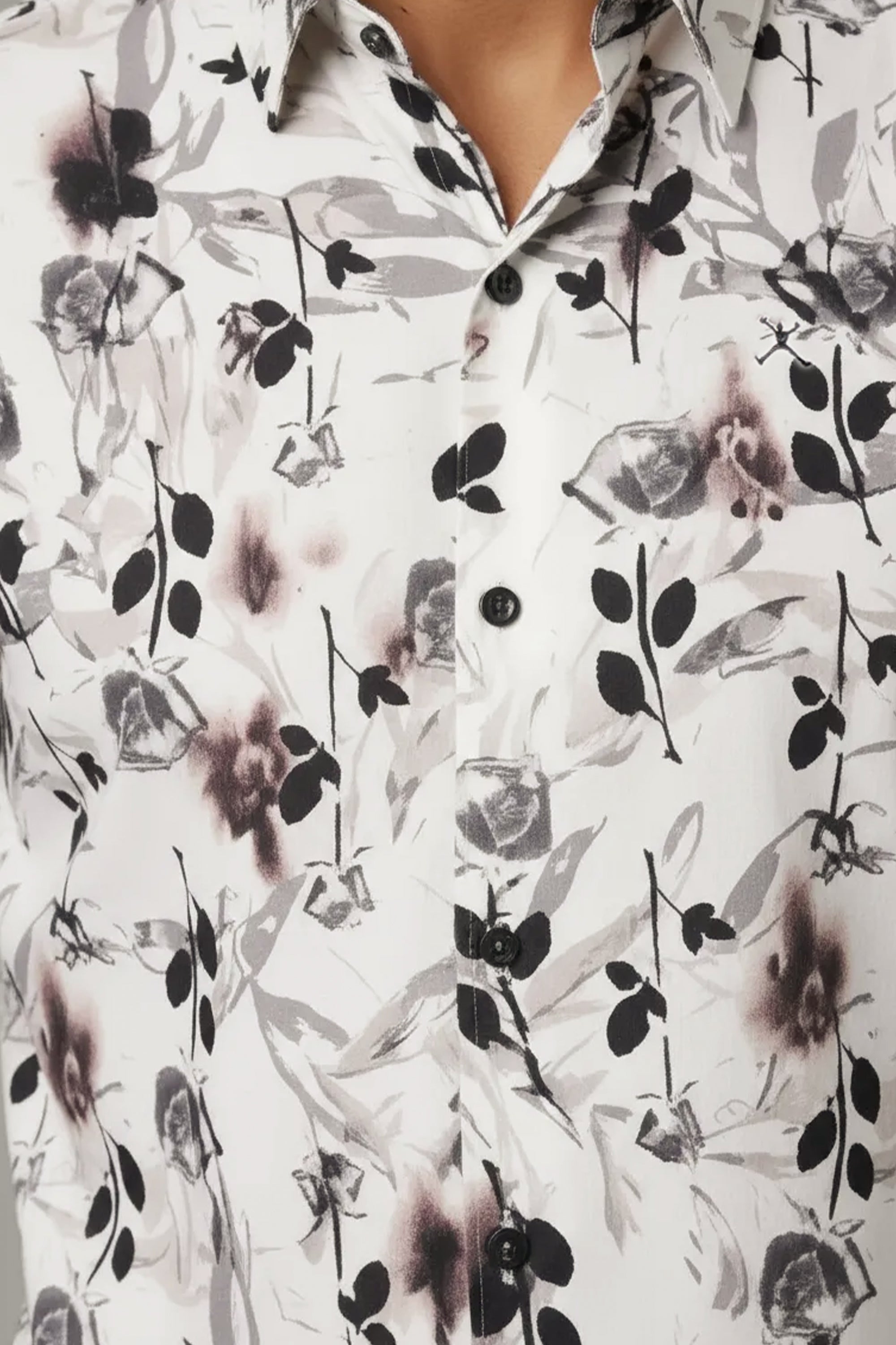 Slim Fit Leaf Printed L/S Shirt