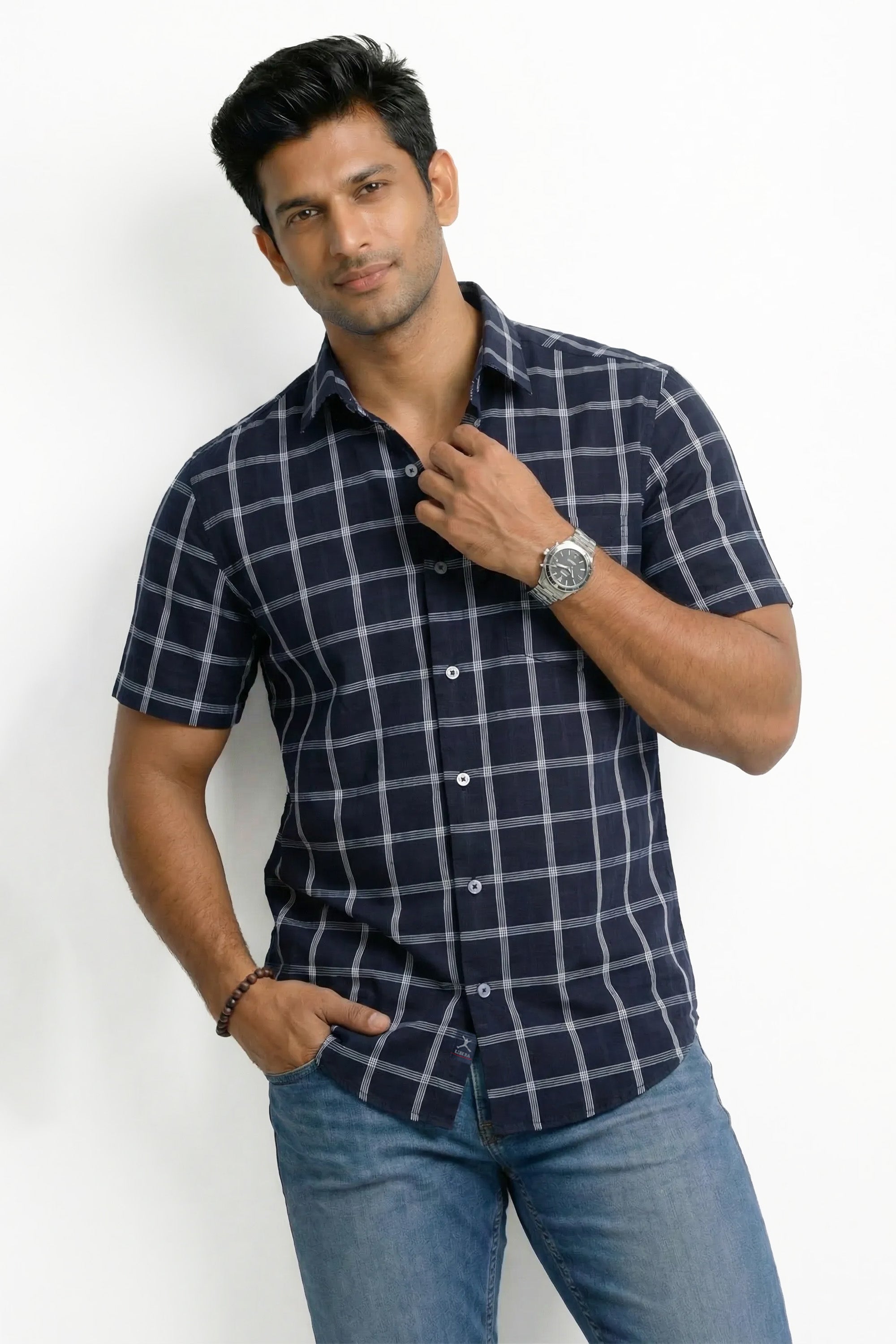 Slim Fit Cotton Checks S/S Shirt