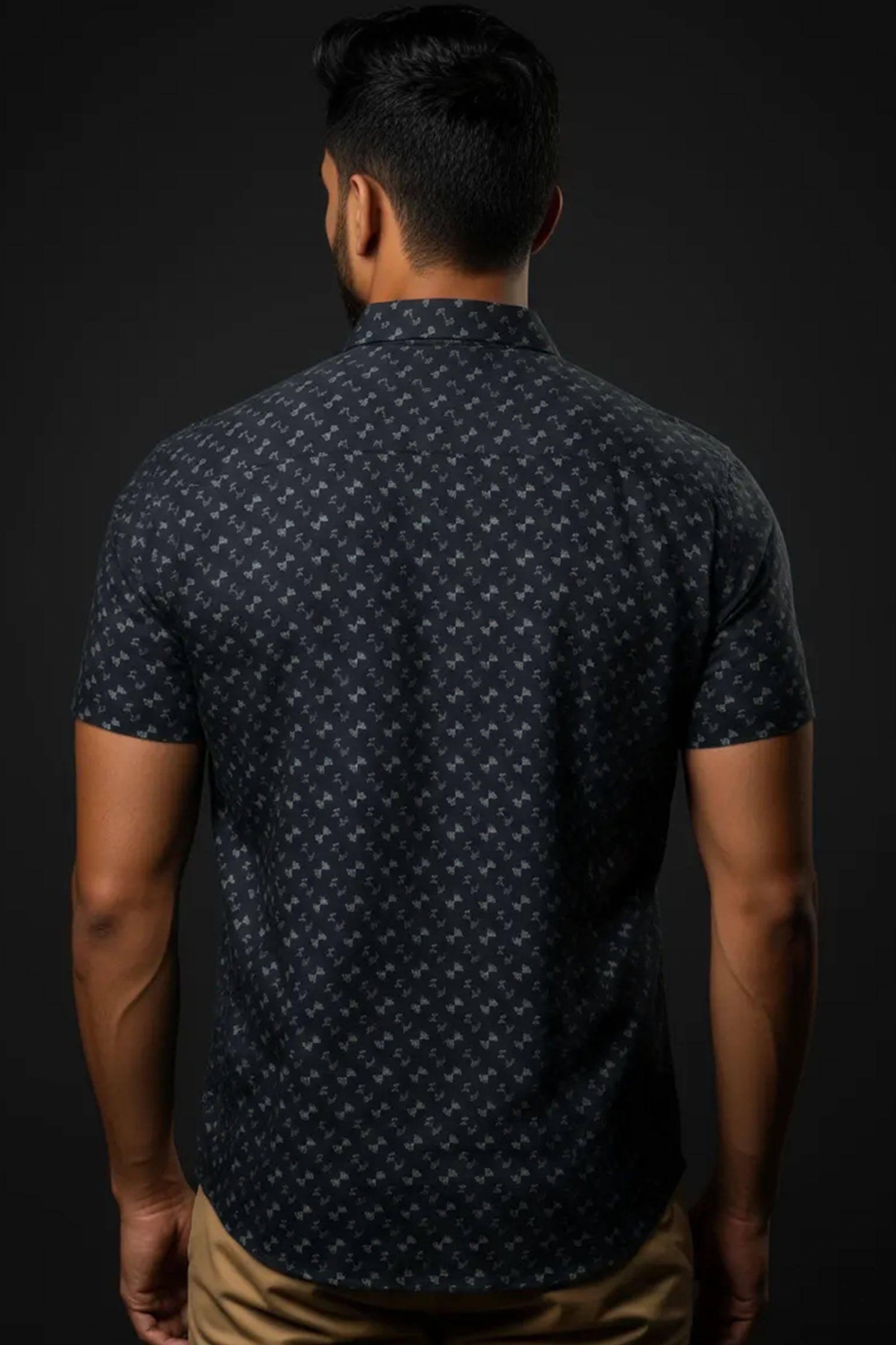 Slim Fit Dobby Printed S/S Shirt