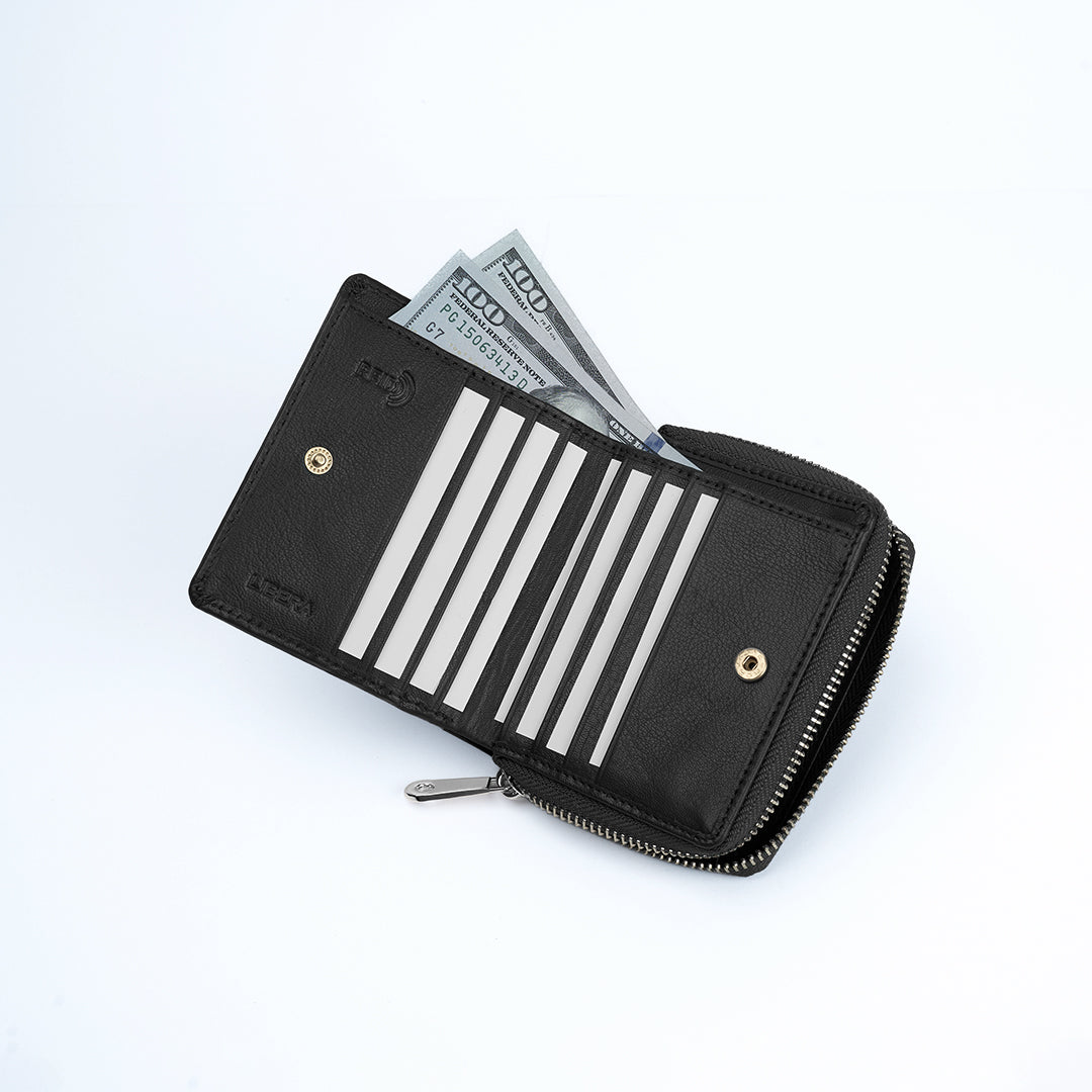 Italian Leather Ladies Wallet - Black