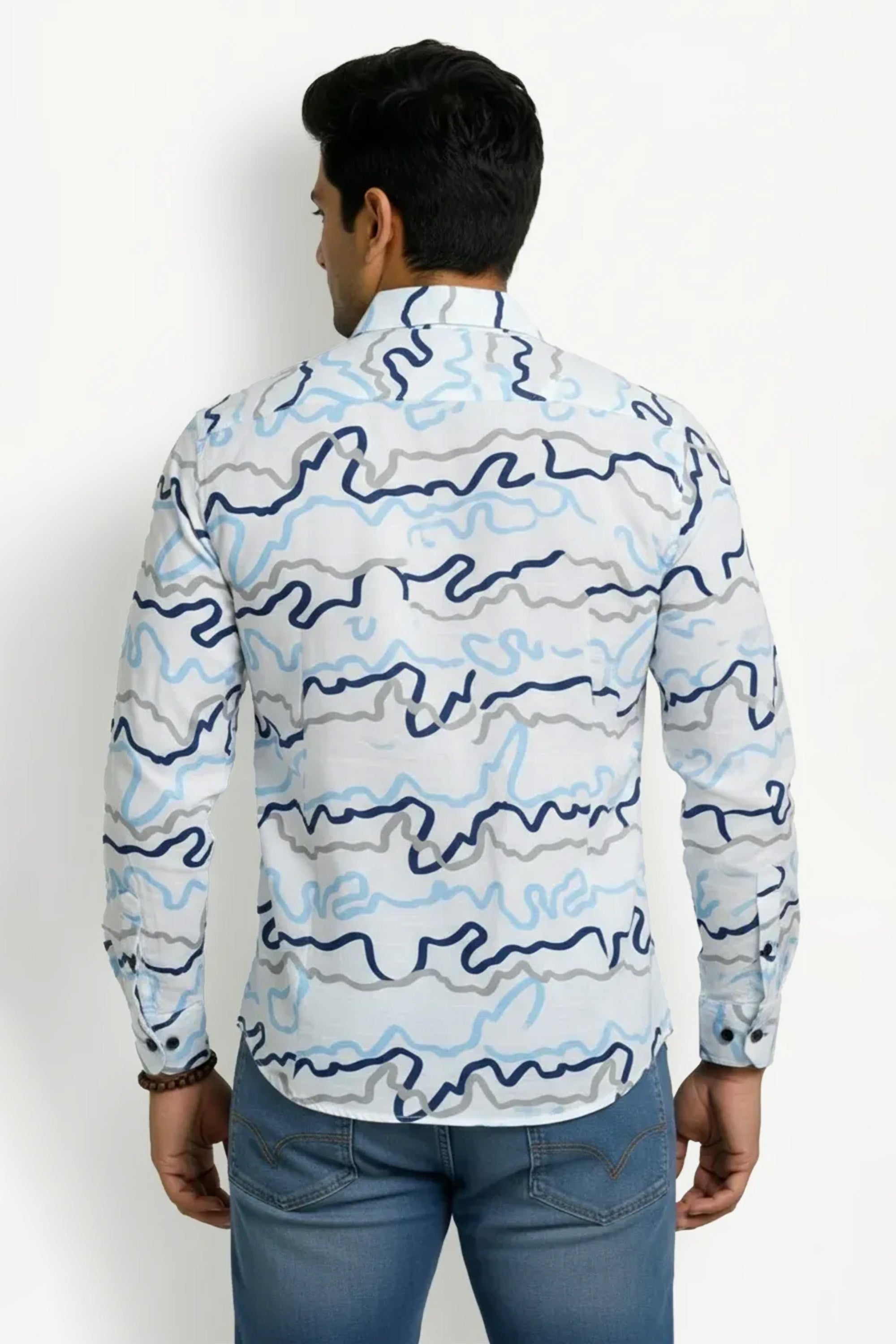Slim Fit Cotton Linen Printed L/S Shirt